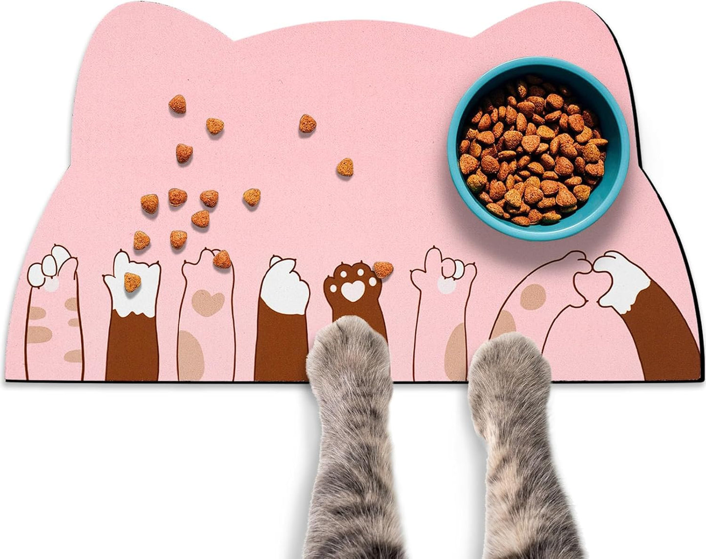 Pet Feeding Mats - Absorbent Cat Food & Water Mats, Pink, 17.7 * 9.8 inch