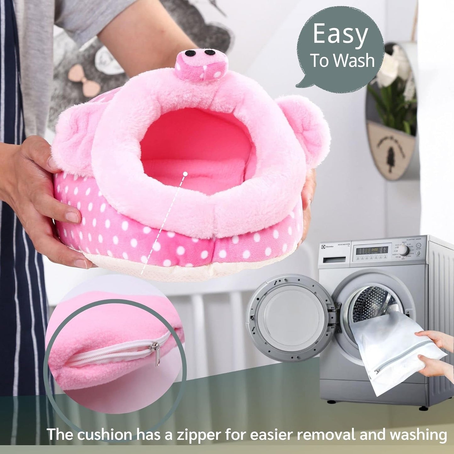 JanYoo Animal Bed Guinea Pig Accessories Cage Habitat Toy Hideout House Washable