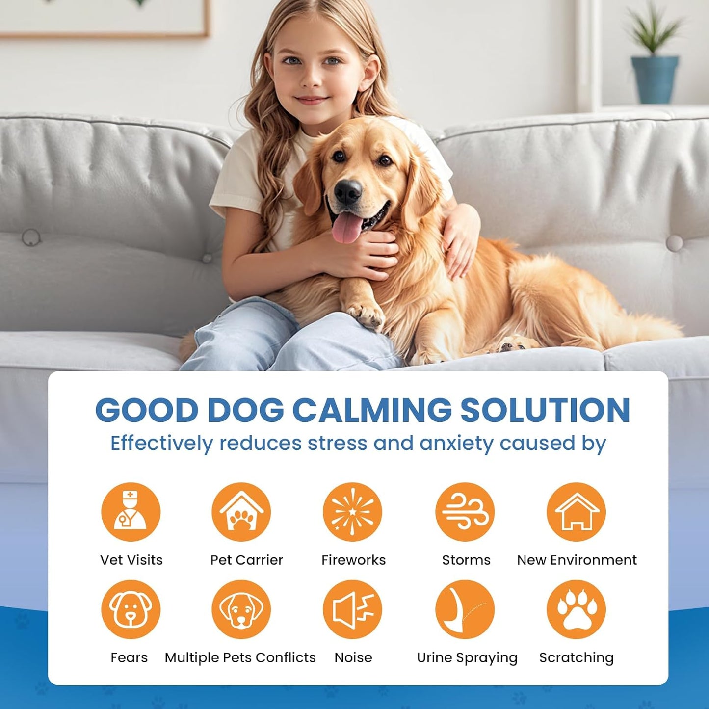 Dog Calming Diffuser, 6 in 1 Dog Pheromones Calming Diffuser, Relaxing Pheromone for Dogs Relief Stress Anxiety Reduce Aggression Barking, Help Train Dog to Pee, 2 Diffuser 4 Refill(48ml)