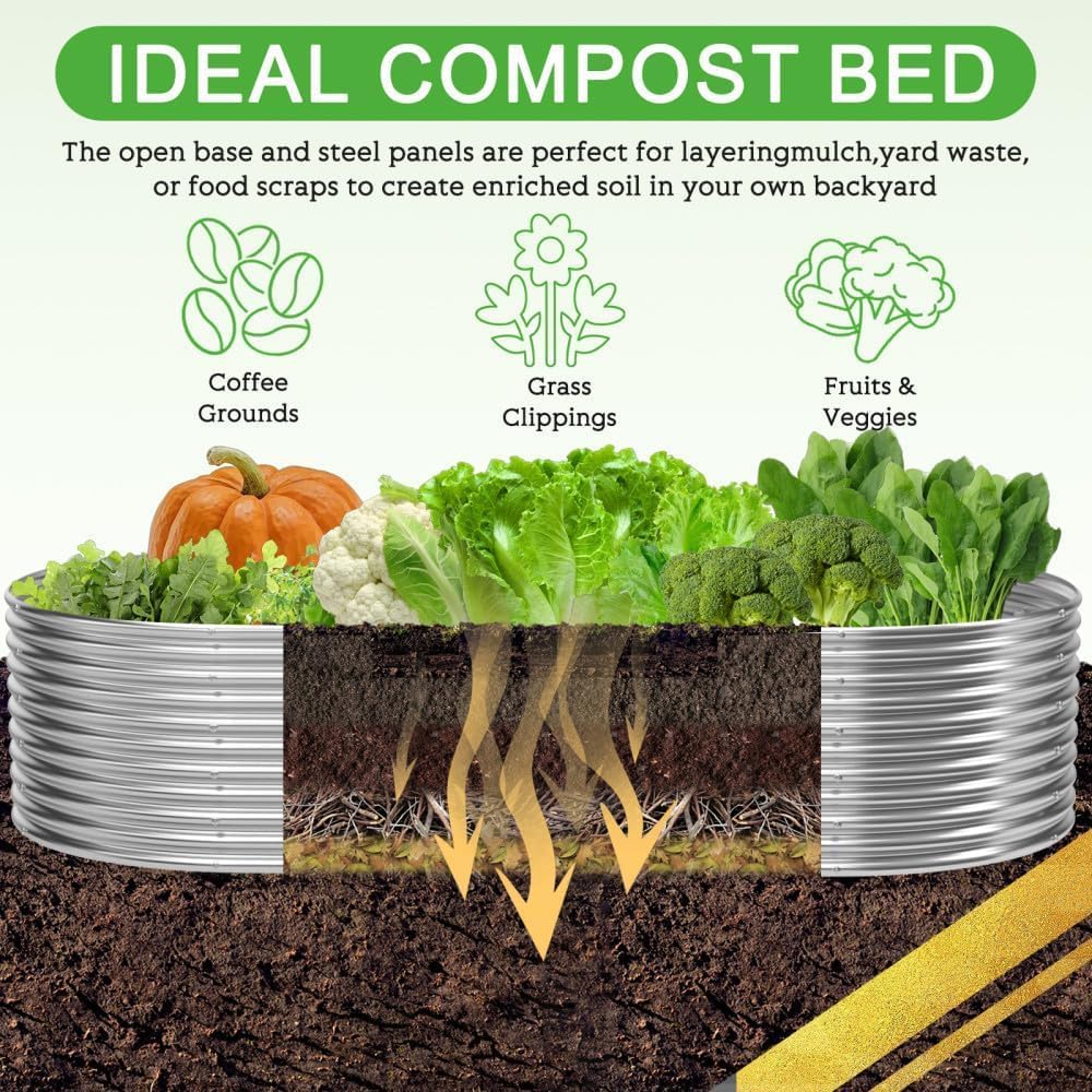 FRIZIONE 2pcs Tall 6x3ft Galvanized Raised Garden Bed Outdoor,Steel Garden Bed for Vegetables,Above Ground Garden Box for Flower,Metal Raised Beds for Gardening