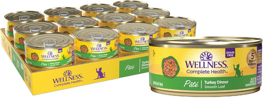 Wellness Complete Health Pate Adult Wet Cat Food, Natural, Protein-Rich, Grain Free, 5.5 Ounce, 24 Pack, (Turkey)