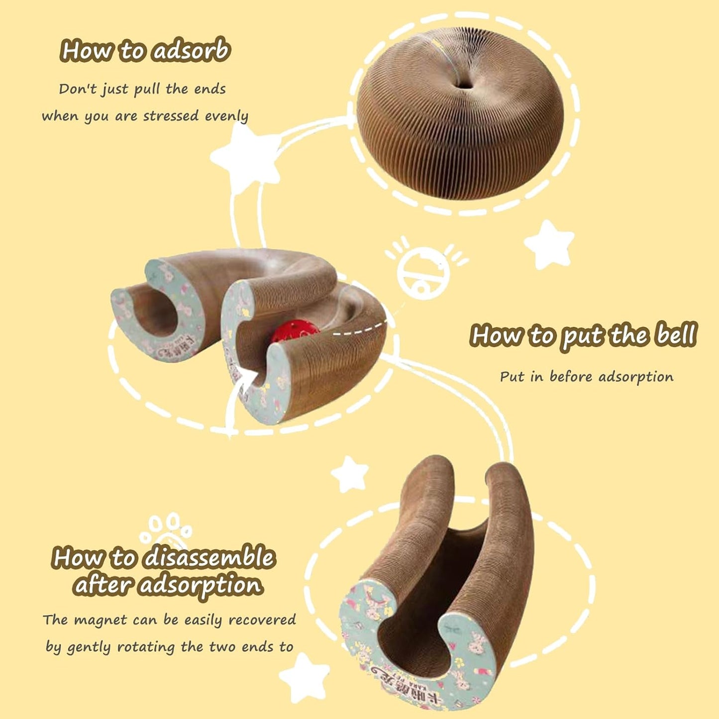 Kitty Curlz Cat Scratching Board, Magic Organ Cat Toy, Made of Recyclable Corrugated Cardboard, Scratch-Resistant and Abrasion-Resistant, Foldable for Indoor