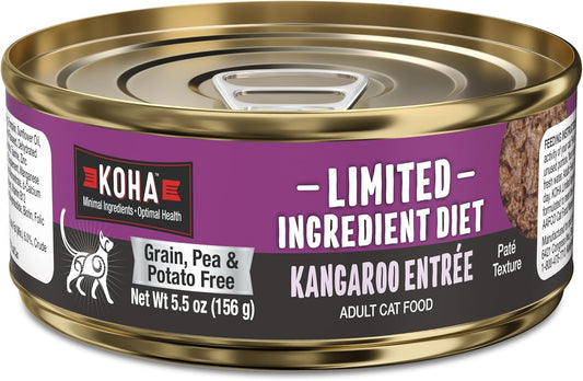 KOHA Limited Ingredient Diet Kangaroo Pate for Cats - Single Meat Cat Food for Sensitive Stomachs - Pate Kangaroo Cat Food with No Fillers - 5.5 oz Pack of 24