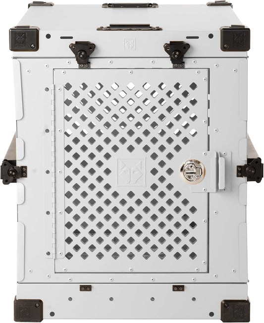 Impact Collapsible Dog Crate - Foldable Hard Crate for Medium Dogs - Heavy Duty Travel Kennel with Powder-Coated Aluminum - Quick Setup for Indoor & Outdoor (White, 30" (30.5" L x 20.5" W x 26" H))