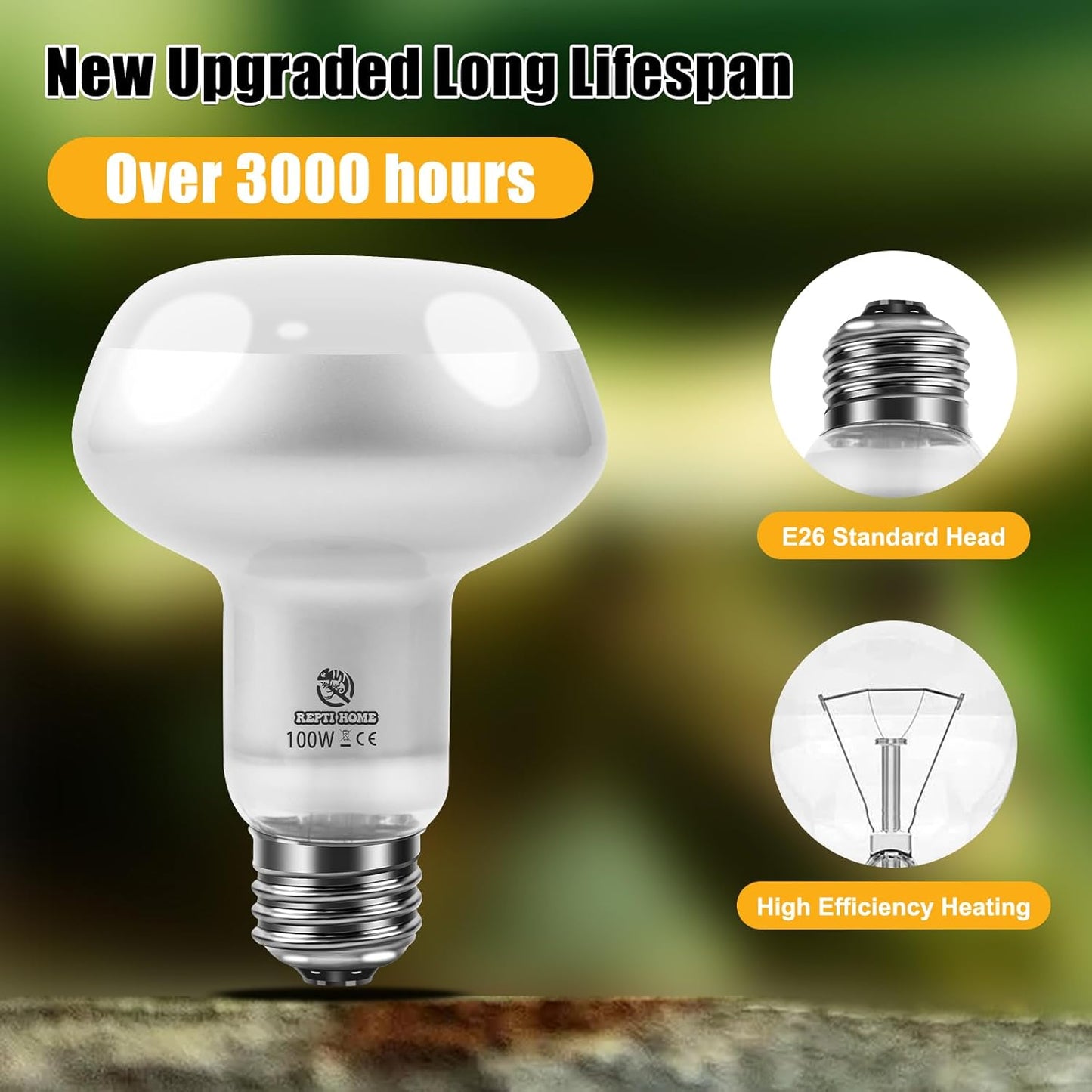 Reptile Heat Lamp 4Pack 100W, Intense Basking Spot Light Bulb with UVA, Simulate Natural Daylight Heat Bulb for Reptile, Turtle, Bearded Dragon, Lizard, Tortoise, Gecko, Snake