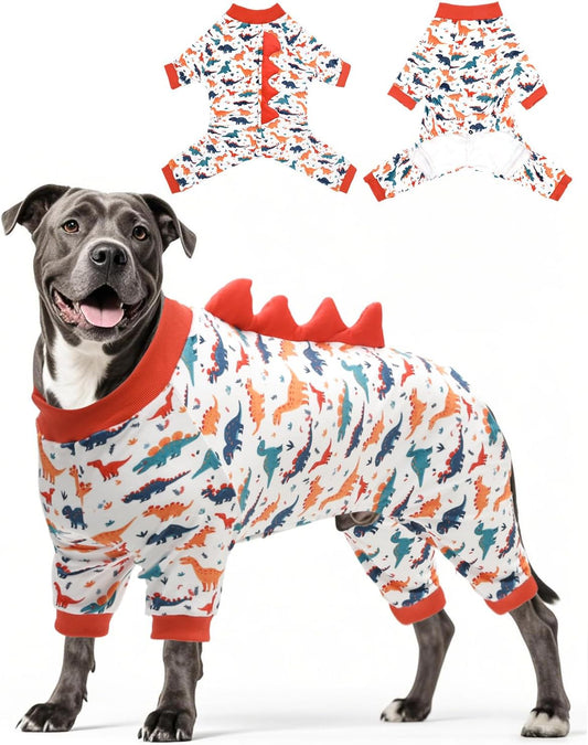 CuteBone Dinosaur Costume Dog Pajamas, Stretchy Spandex Crystal Velvet Sleepwear Coat for Small Dogs, Soft & Warm Pet Outfit Clothes for Cold Weather, Cozy Pullover Design COSP02XXL