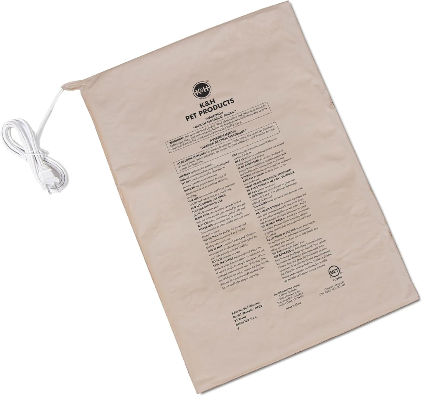 K&H Pet Products Pet Bed Warmer, Turn Any Pet Bed Into a Heated Cat or Dog Bed, Waterproof Indoor Heated Warming Pad Insert, Automatic Temperature, Safety Listed - Extra-Large 25.5 X 15.75in Tan