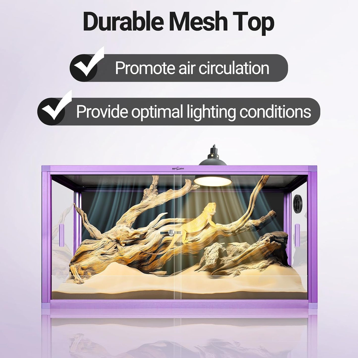 REPTI ZOO 50 Gallon Reptile Terrarium, 36" x 18" x 18" Light Weight Reptile Enclosure, Colored Reptiles Tank with Tempered Glass Door, Large Habitat for Bearded Dragon, Snake, Lizard, Gecko-Purple