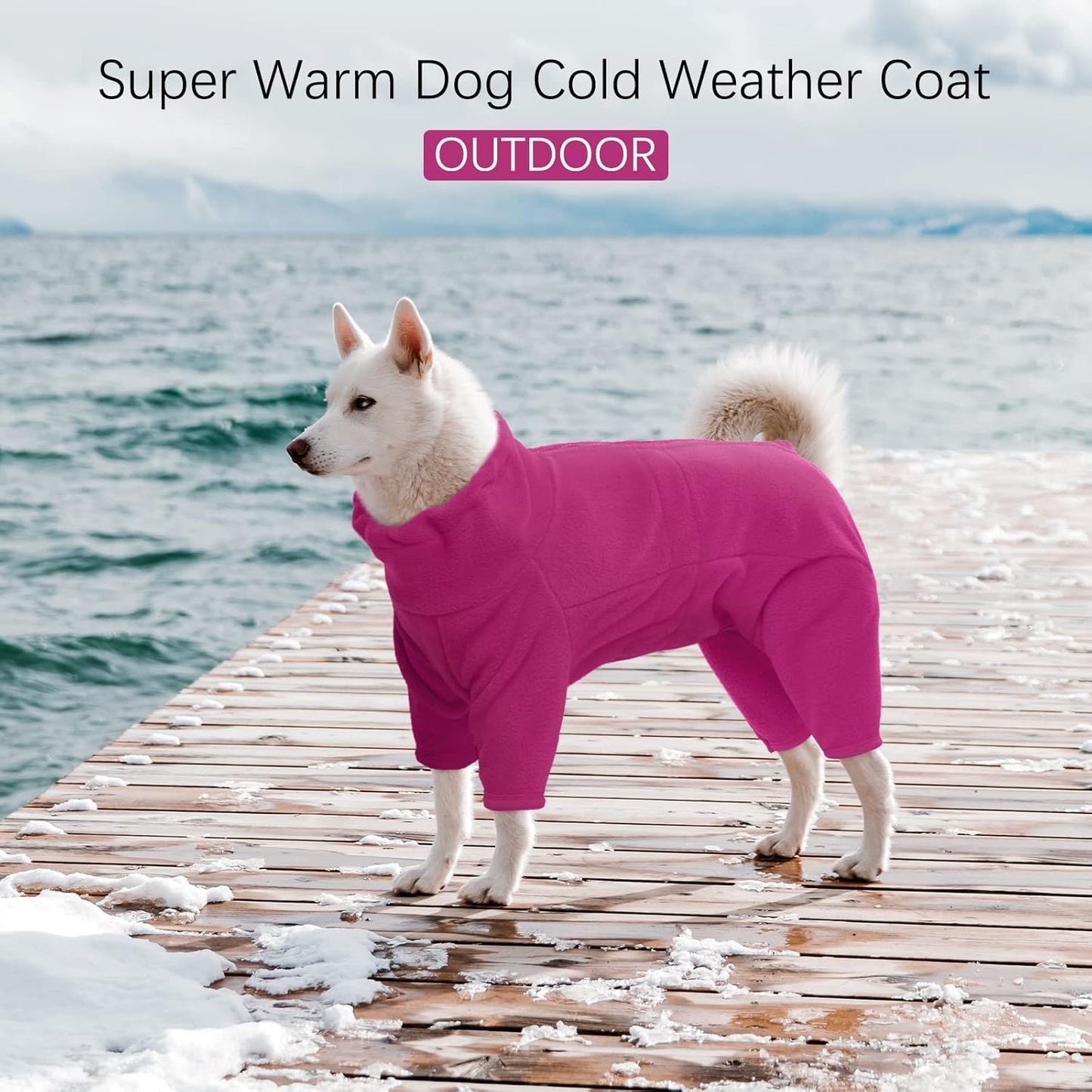 ROZKITCH Large Dog Winter Coat, Pet Windproof Warm Cold Weather Jacket Vest Cozy Jumpsuit Apparel Outfit Clothes for Small Medium Large Dog Walking Hiking Sleep Pink 2XL