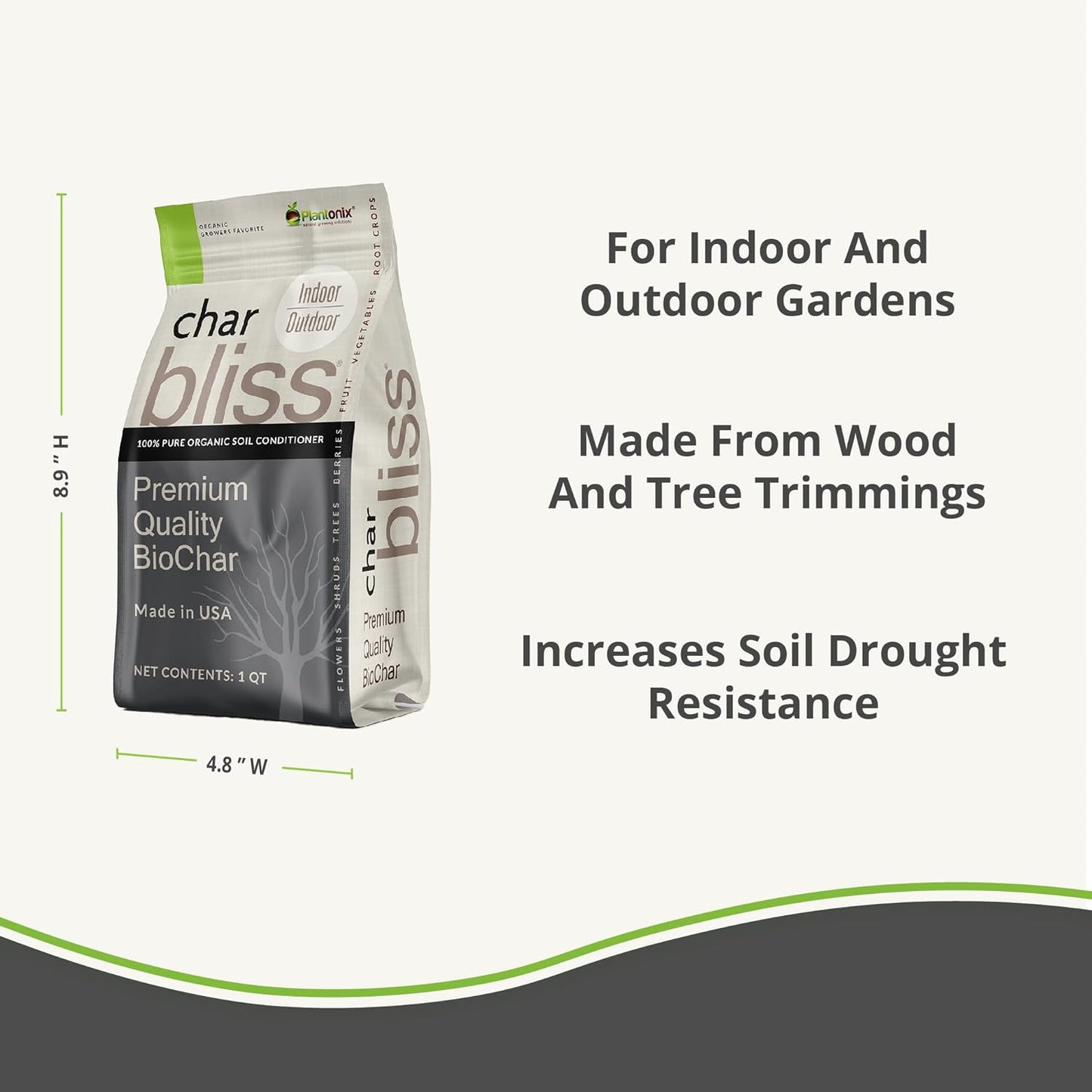 Char Bliss (16 Qts) - Organic Biochar for Plants - OMRI-Listed Biochar Soil Amendment Organic - Bio Char for Plants - Horticultural Charcoal for Plants, Potting Soil, Garden Soil, & Potting Mixes