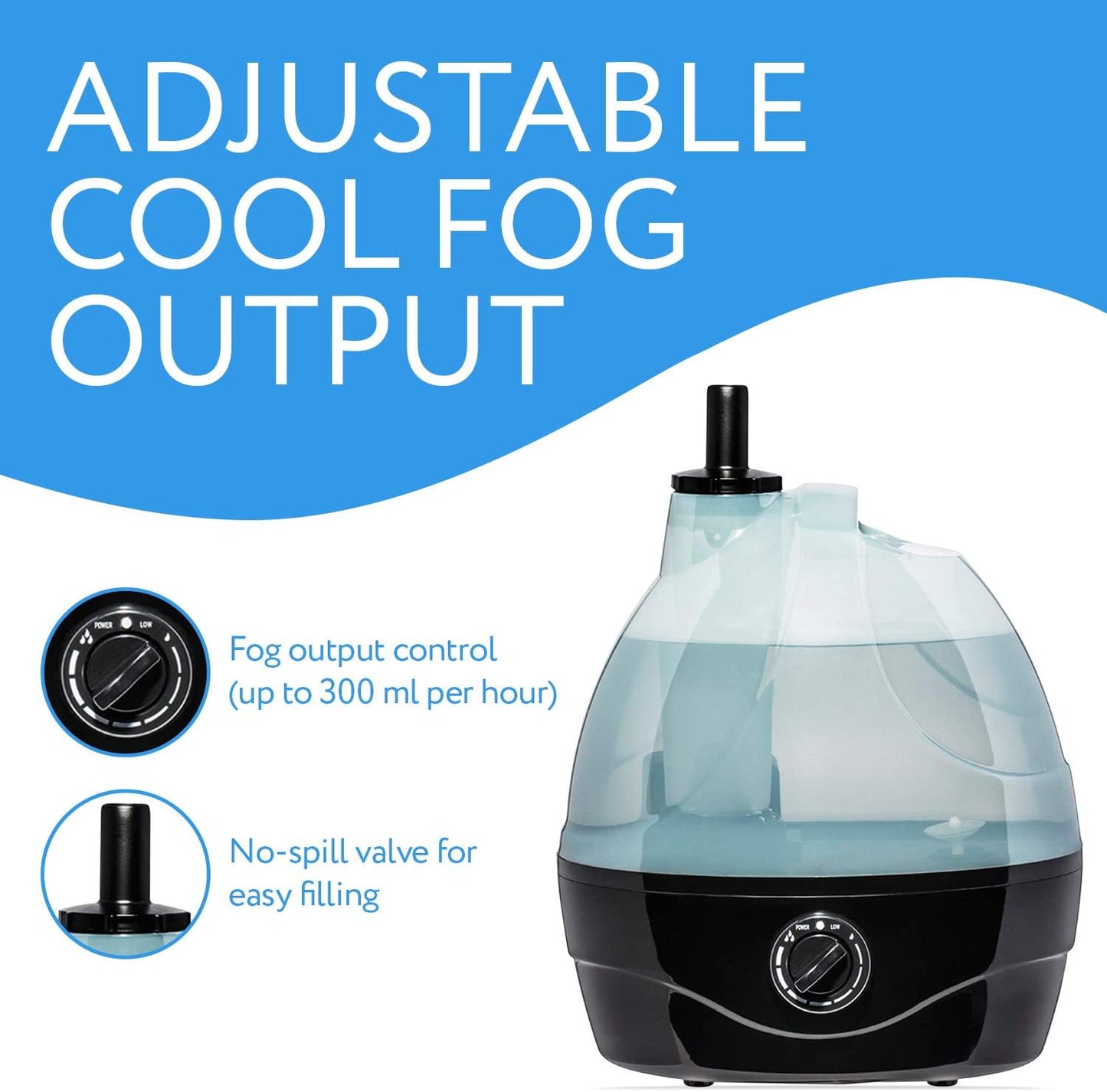 Evergreen Pet Supplies Reptile Humidifier and Fogger for Terrariums and Enclosures - Great for Reptilians and Amphibians - Includes Large Water Tank and Adjustable Fog Output (Holds 2L of Water)