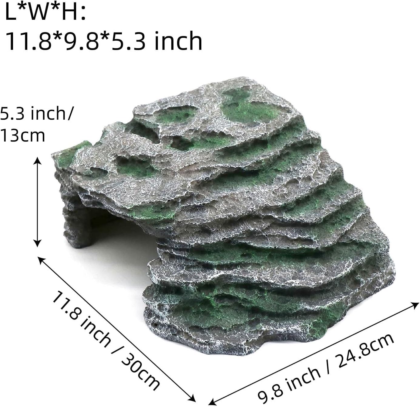 Large Reptile Hide Shale Scape Step Ledge, Reptile Cave Hideout, Bearded Dragons Accessories, Basking Rocks for Bearded Dragons (Large-B-11.8 * 9.8 * 5.3)