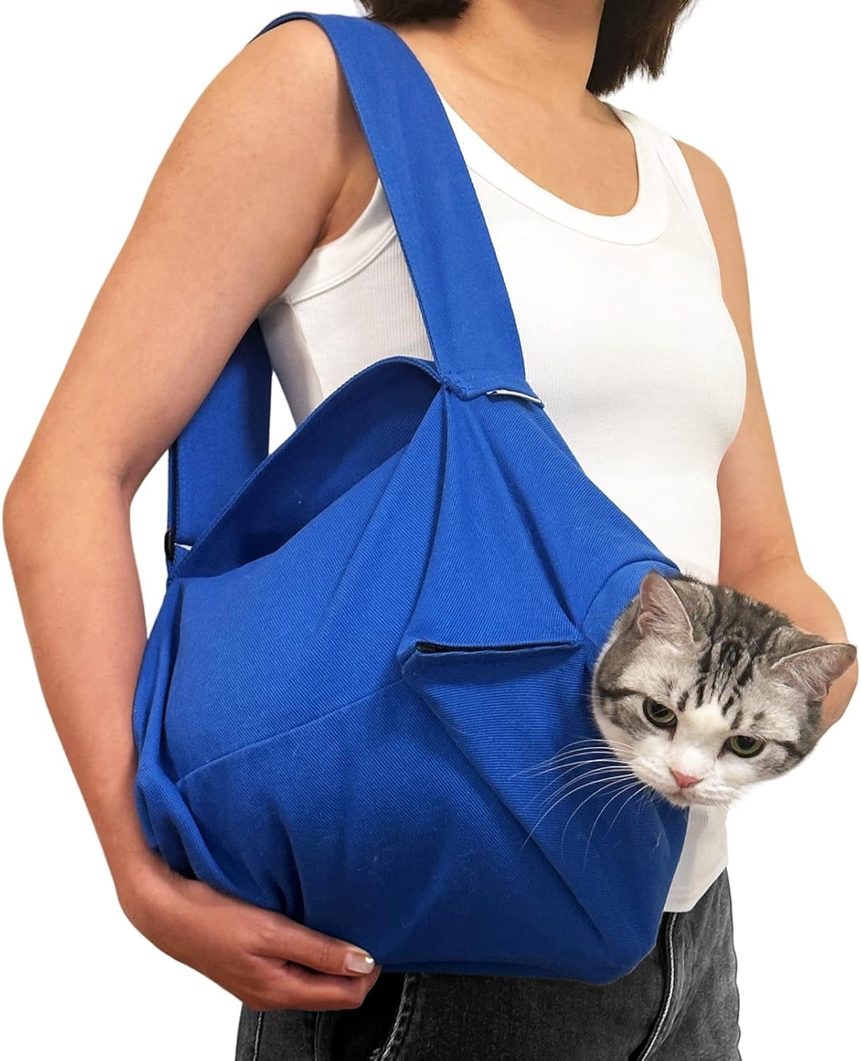 [Cozy Travel] Cat Carrier Pouch, Soft Cat Carrier for Small Cats, Carrying Sack, Restraint Bag for Nail Trimming, Vet Visits, Giving Meds, Dental Care, Car Travel - Klein Blue