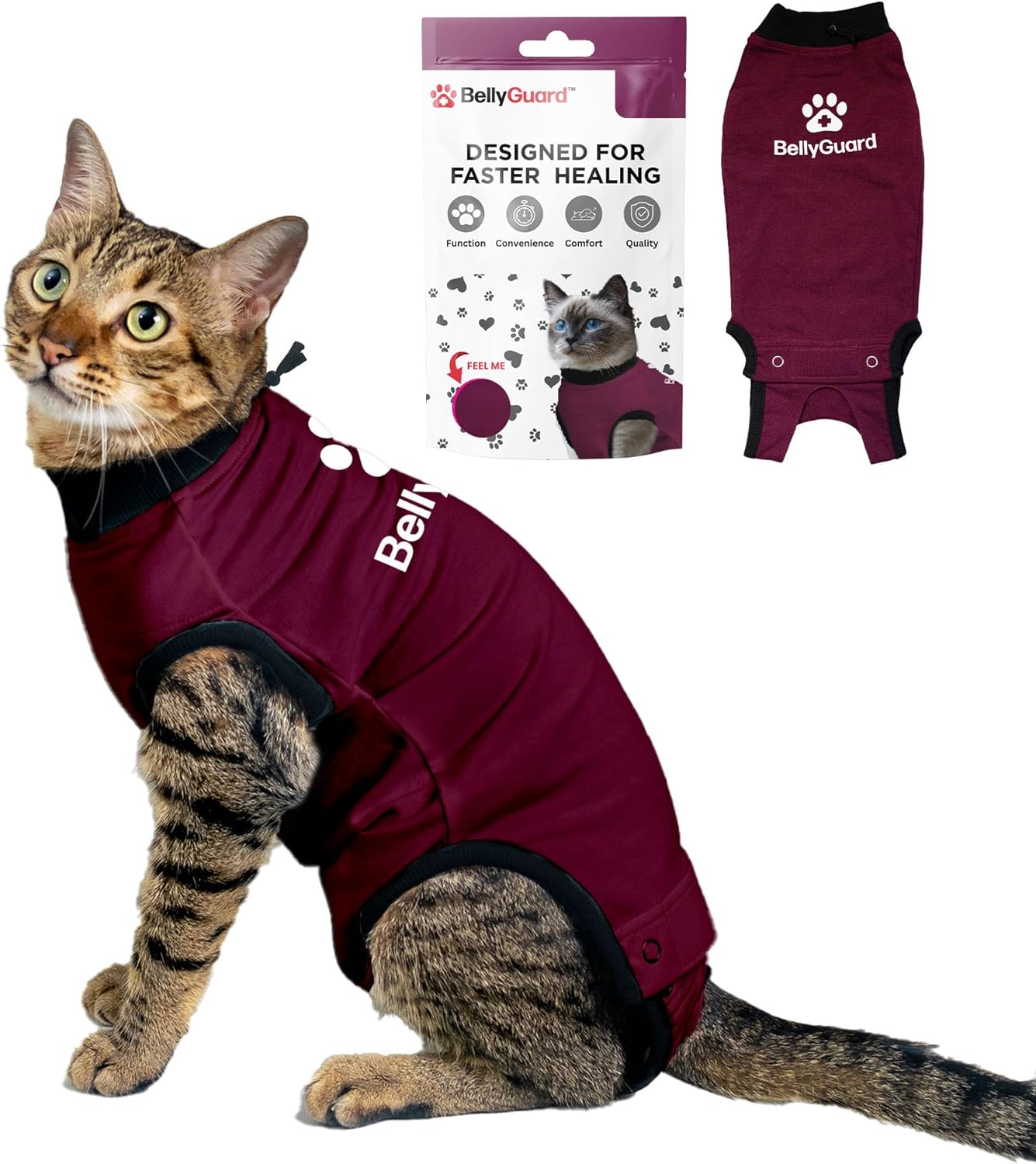 Bellyguard Cat Recovery Suit Female and Male, Comfy Onesie After Surgery, Kitten Clothes for Post-Op Care, Neuter and Spay Healing Outfits for Cats Only – Comfortable Kitten and Adult Cone Alternative