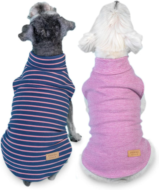 KYEESE 2Pack Dog Sweater Warm Dogs Clothes Turtleneck Dog Sweaters for Small Dogs Girl Stretchy Dachshund Clothes Turtleneck Pet Sweatshirt Soft Pet Coats