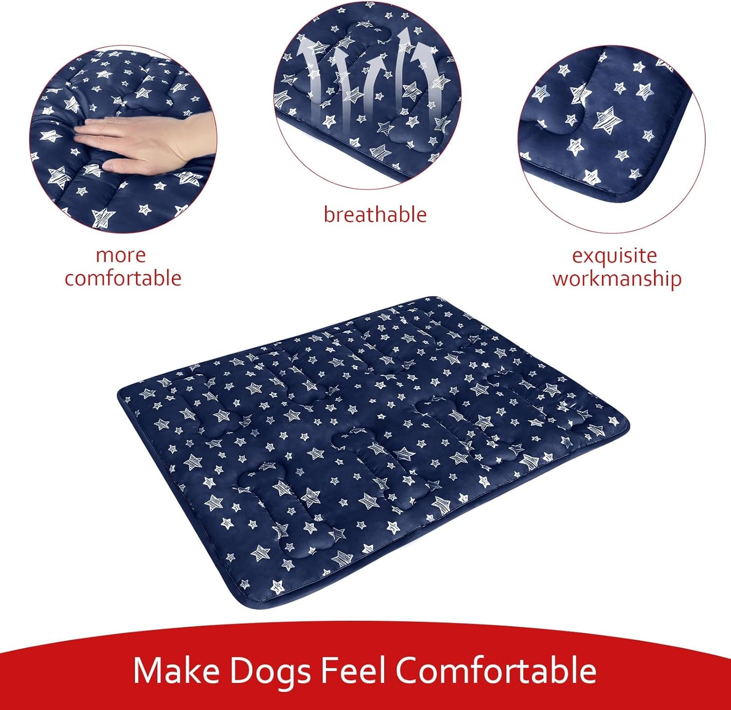 Dog Crate Mat (36" X 23"), Soft Dog Bed Mat with Cute Prints, Personalized Crate Pad, Anti-Slip Bottom, Machine Washable Kennel Pad