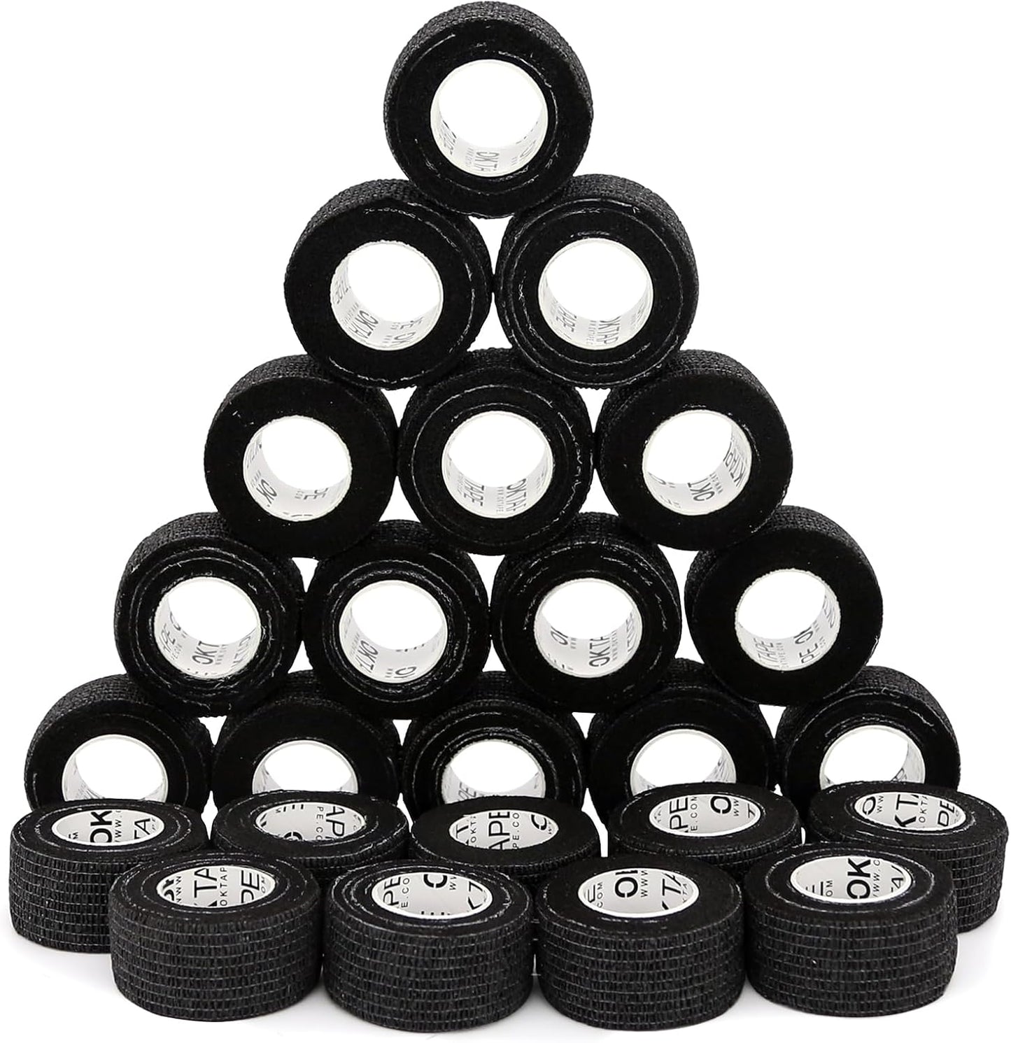 OK TAPE Self Adherent Cohesive Bandages Wrap - 24Packs, 1" x 5 Yards, Non-Woven Self Adhesive Bandage Wrap for Thumb, Finger, Wrist, Ankle, Vet Wrap Bandages Tape (Black)