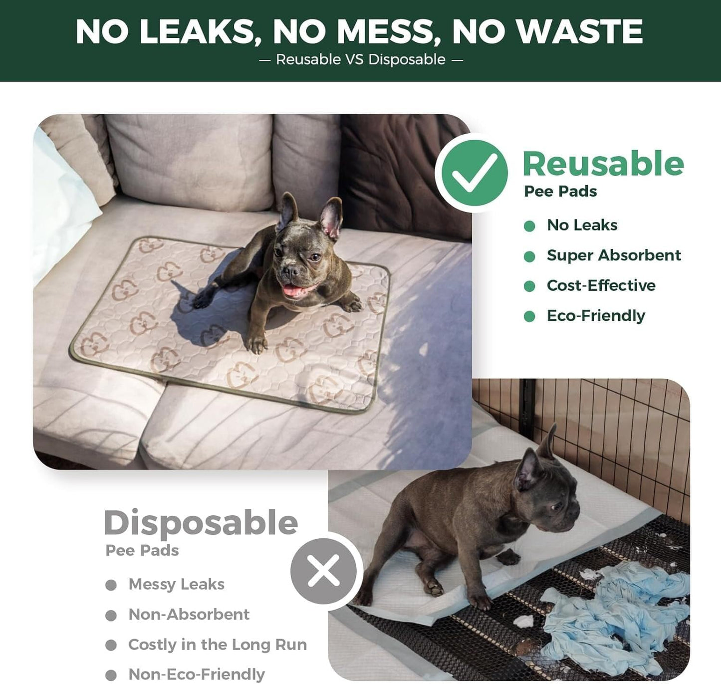 FXW Washable Pee Pads for Dogs, Puppy Pads with Super Absorbent, Specifically Designed for FXW Rollick/Homeplus 24inch 8 Panels Dog Playpen, 29" Octagon, Khaki, 2 Packs