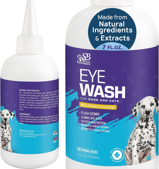 Dog Eye Drops 200ml,All Natural Ingredients Eye Wash for Dogs and Cats, Cleanses Tear Stains,Goop Mucus, Improves Allergy Symptoms and Dry Eyes
