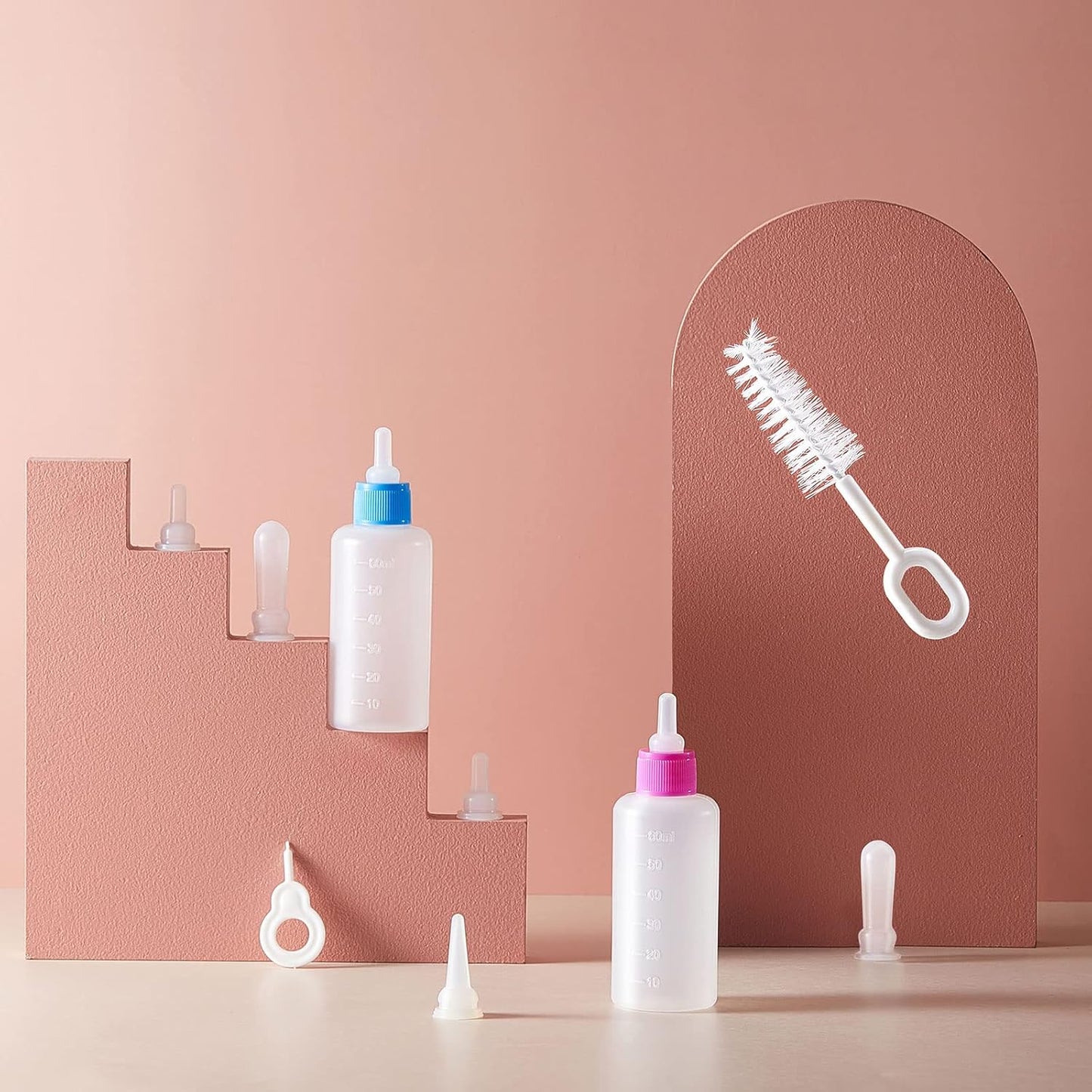 Tondiamo 16 Pieces Pet Feeding Bottle Kit Kitten Bottles Kitten Milk Replacer Puppy Milk Feeder with Replacement Nipples Puppy for Small Animals Newborn Dog and cat Nursing Supplies