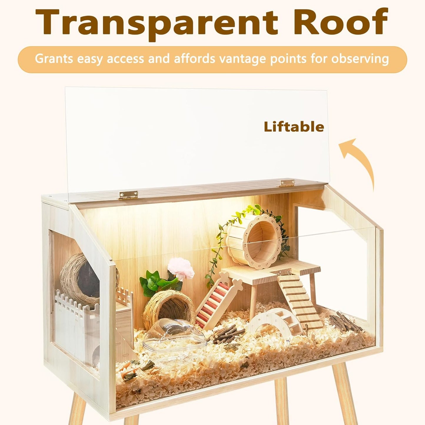 Prolee Hamster Cage with Legs, Guinea Pig Cages Chew Proof, Hamster House, Hamster Cages and Habitats, 24" L x 16" W x 40" H