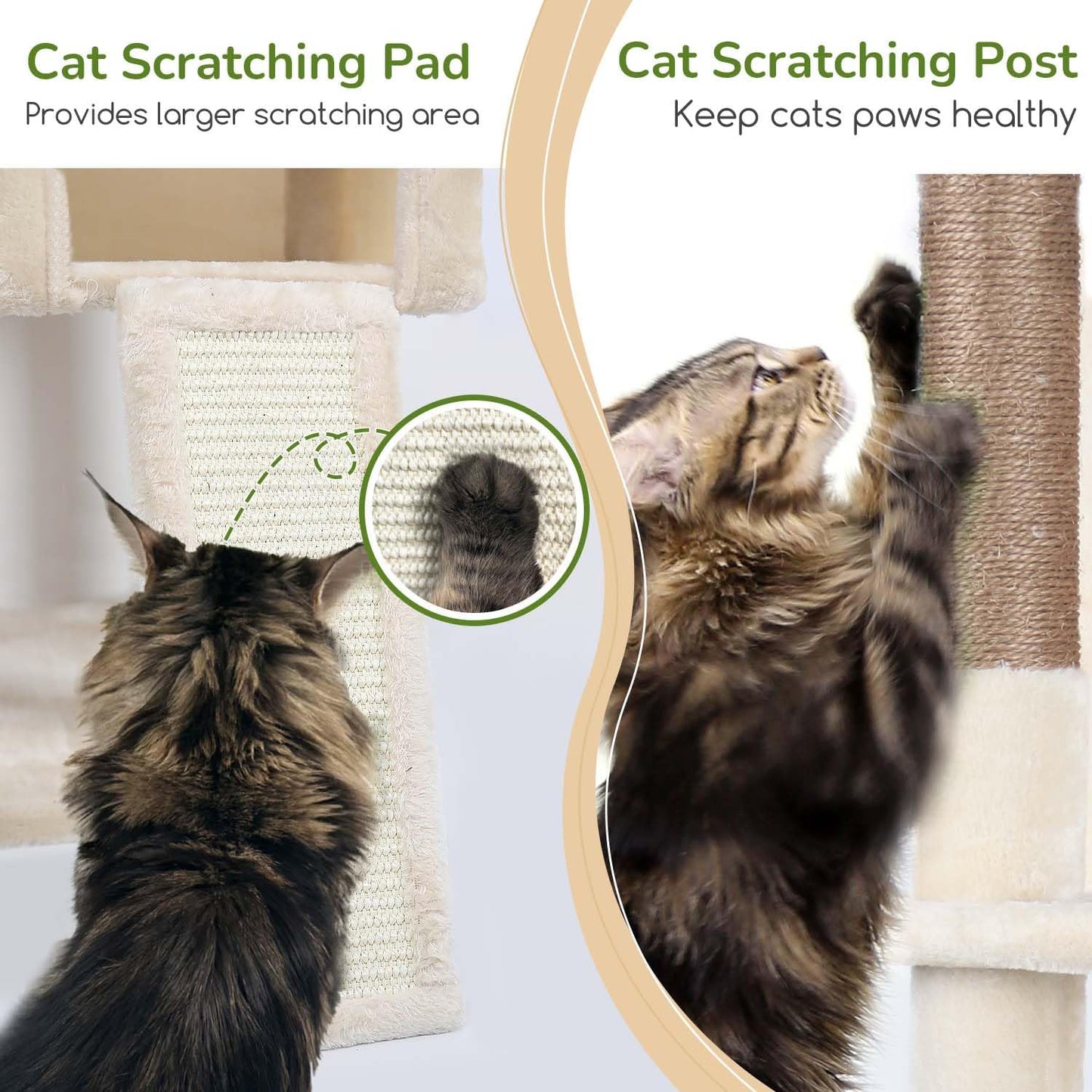 Globlazer Heavy Duty Cat Tree Tower, 70inch Sturdy Cat Tree for Indoor Cats Sturdy Large Cat Tower with Scratching Post and Scratching Board, Hammock, Cat Condo for Adult Cats Kittens, F70 Pro, Beige