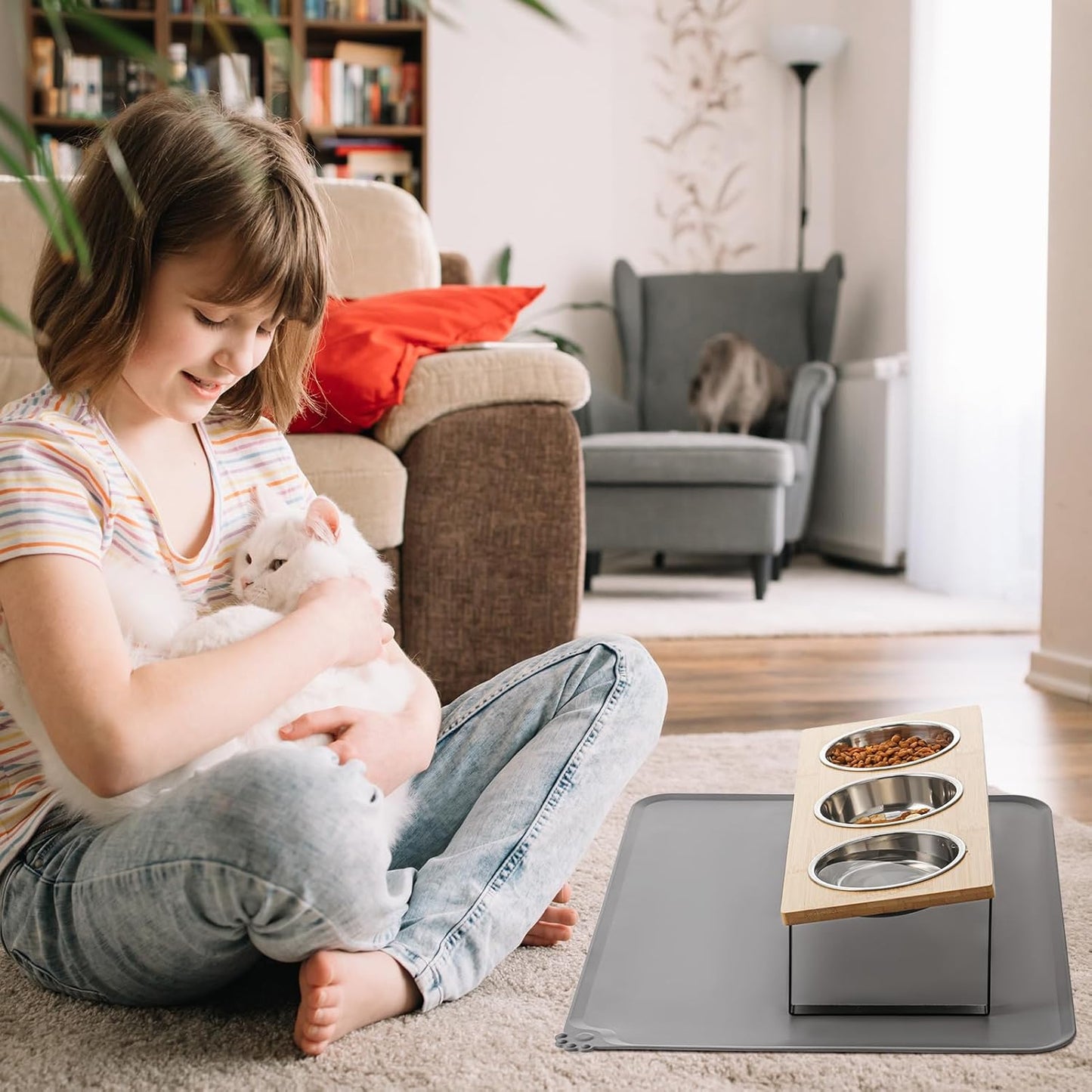 Stainless Steel Raised Cat Food Bowl for 3 Bowls, 4.7-Inch Replaceable Cat Bowl, 3 Pack （Only fit 4.7 inch 3 Bowls）