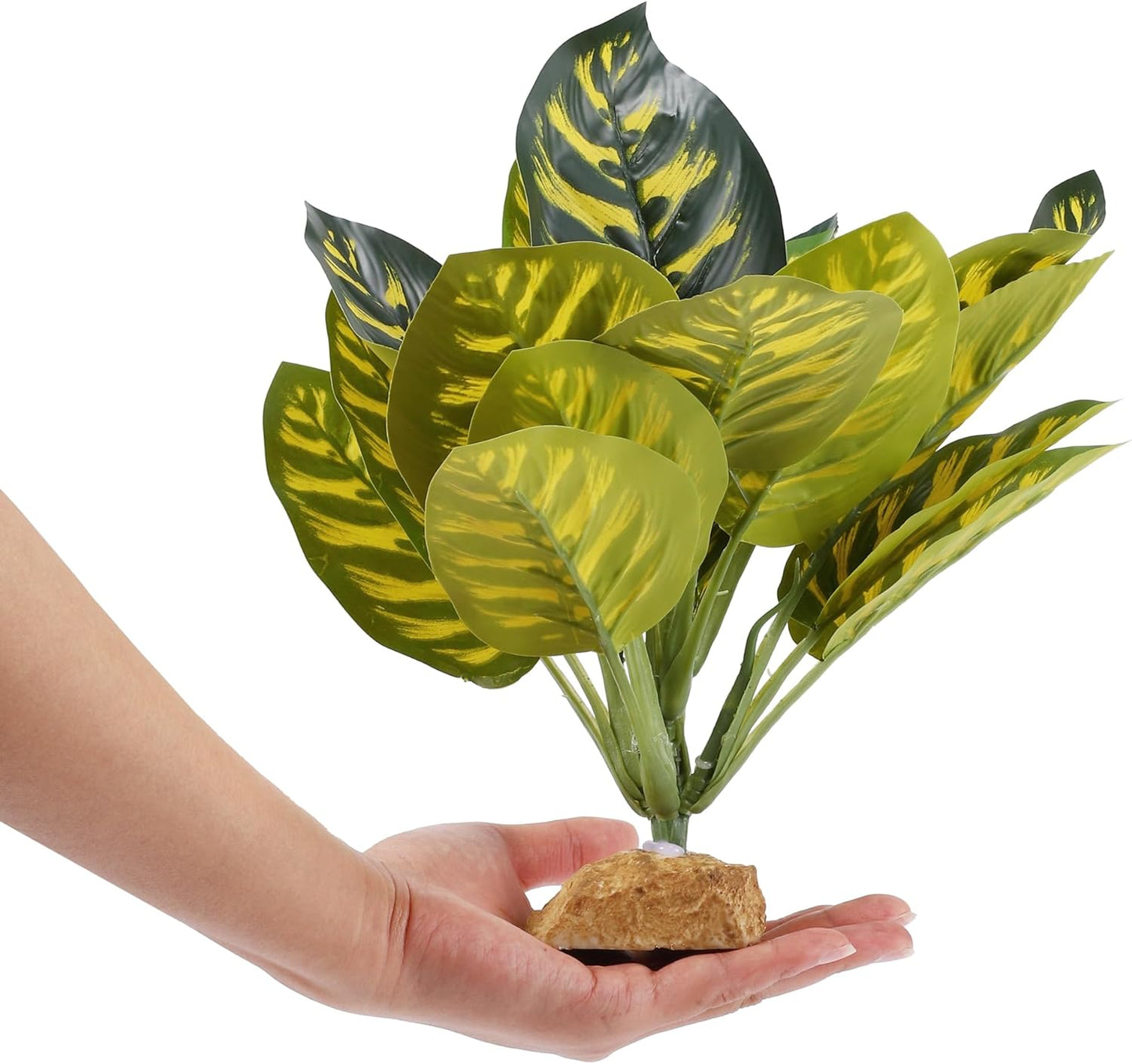 Reptile Plants Decoration, Reptile Plants for Terrarium Decor, Reptile Artificial Plant, Amphibian Habitat Decor Suitable for Reptiles Lizards Geckos, 8.27"x2.76"x10.63", Green