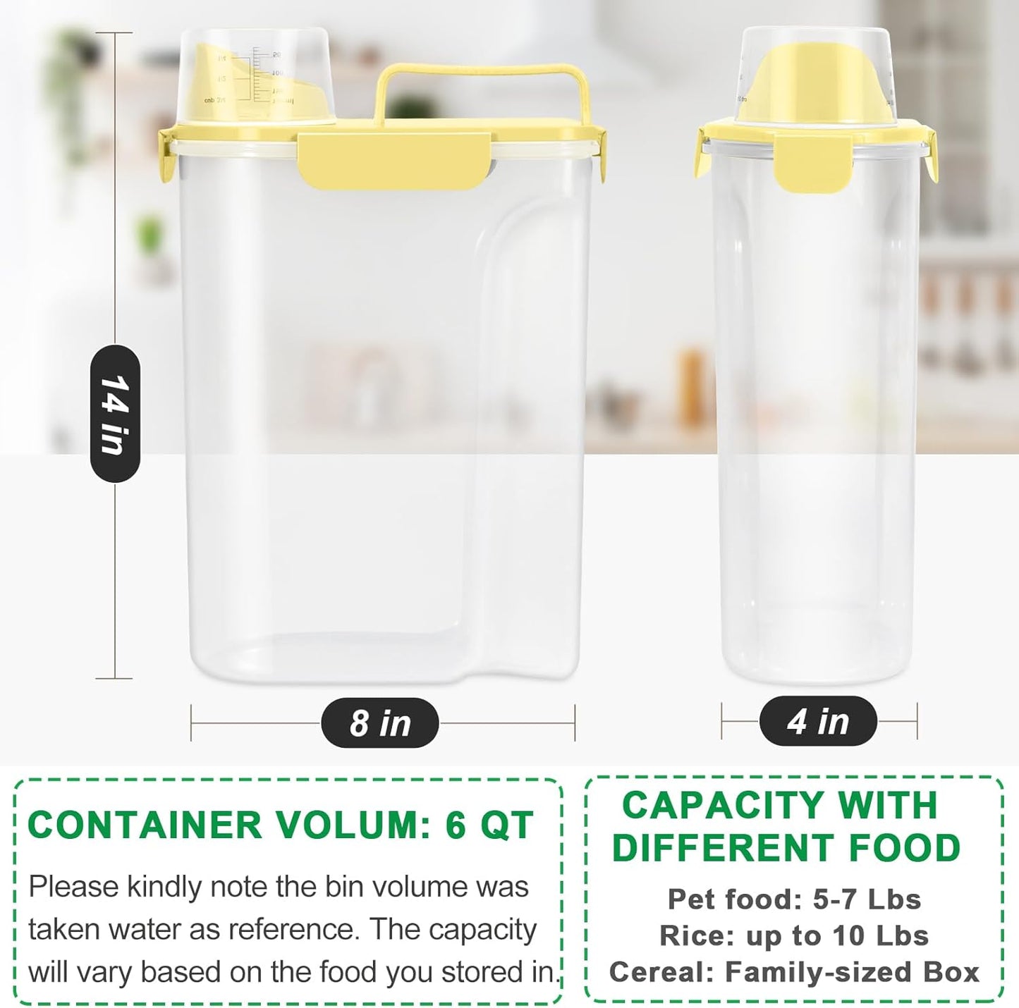 TBMax Dog Cat Food Storage Containers 2 Pack 10 Lbs to 14 Lbs Airtight Pet Food Container Dispenser with Large Spout & Portable Handle, Travel Dog Treat Cat Food Storage Bin Bird Seed Container