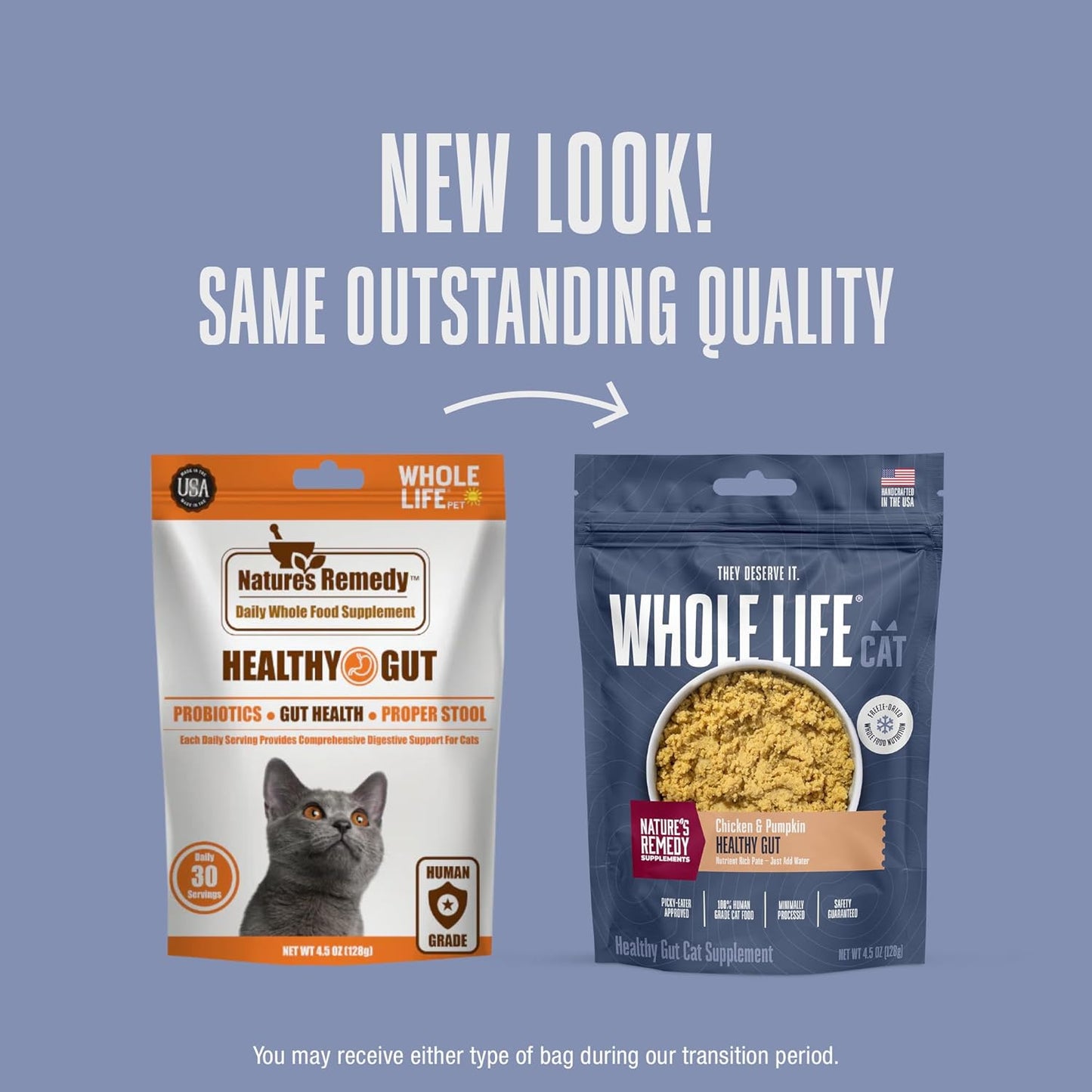 Whole Life Pet Healthy Gut Daily Cat Supplements, Cat Probiotics for Constipation Relief, Anti Diarrhea, Vomit Remedy & Digestive Support, Pumpkin Puree for Cats, Cat Health Supplies - 30-Day Supply