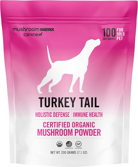 Om Mushroom Matrix Turkey Tail Mushroom Pet Supplement Powder, Provides Immunity Support & Holistic Defense for Dogs & Cats, 200 Grams, 7.1 oz