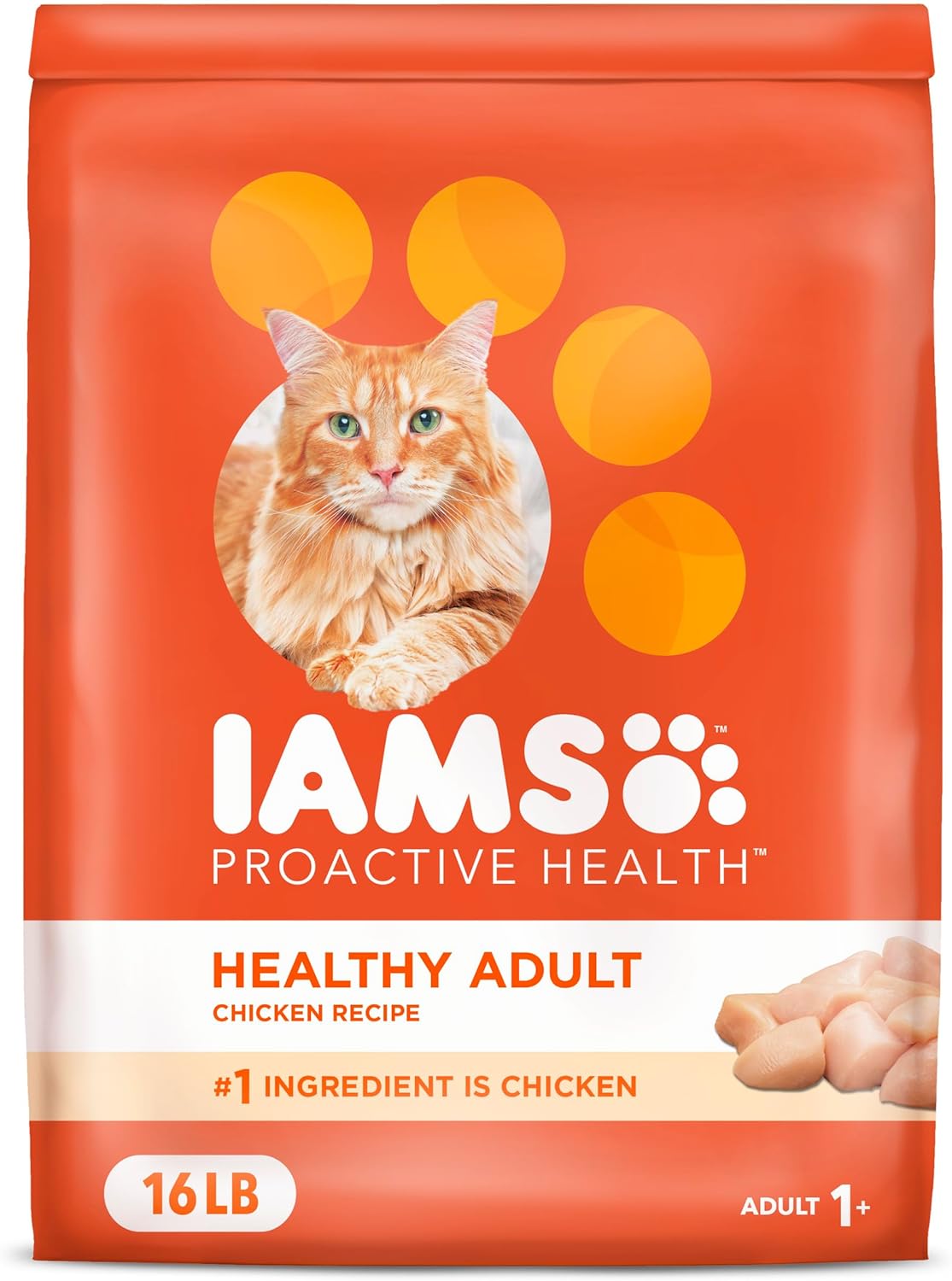 IAMS Proactive Health Adult Healthy Dry Cat Food with Chicken, 16 lb. Bag