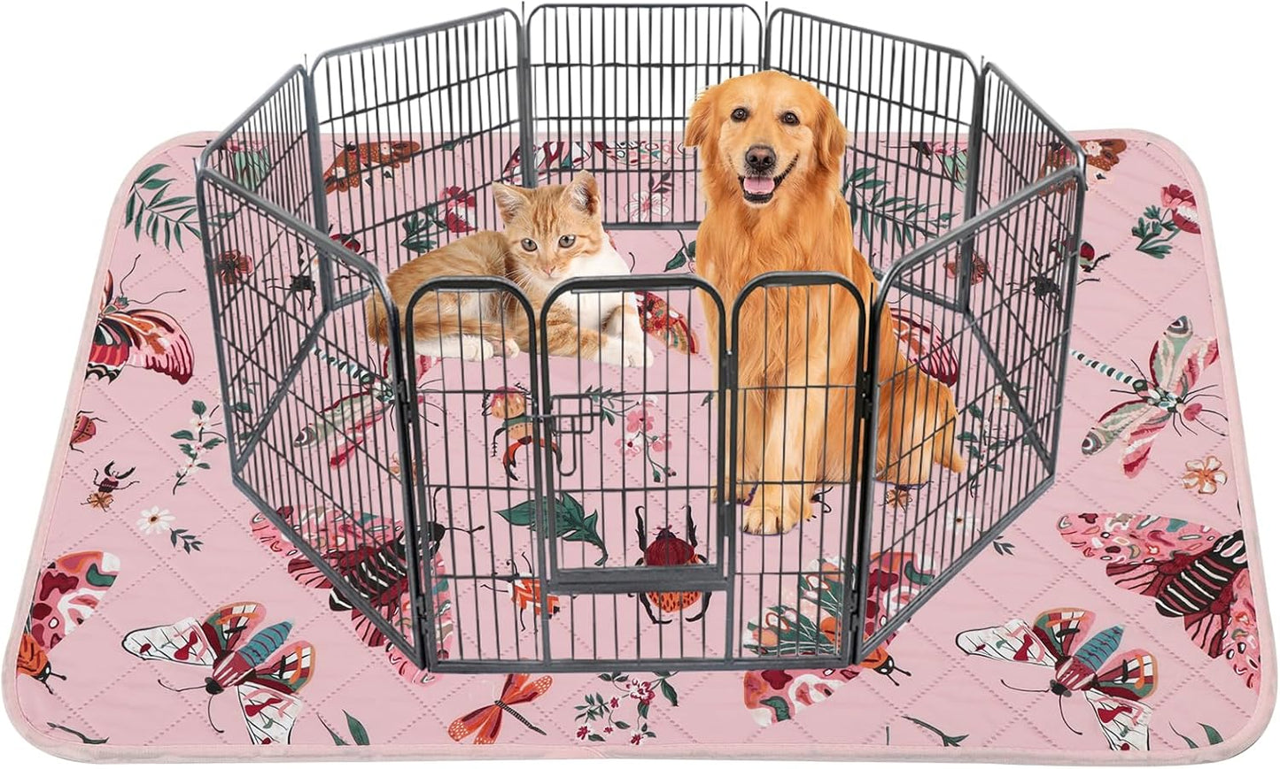 IEUUMLER Washable Pee Pads for Dogs, 1 Pack Insect Pattern Reusable Waterproof Puppy Potty Pads, Non-Slip Absorbent Pet Training Pads for Playpen Crate Bed EU014