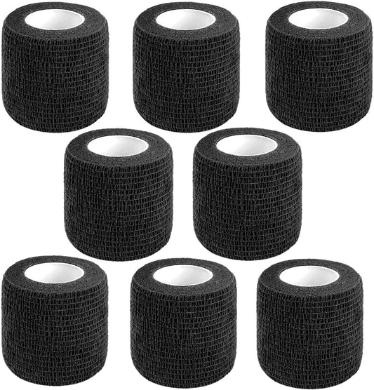 Self Adhesive Bandage Wrap,2 Inch Black Breathable Elastic Cohesive Bandages, Vet Wrap Sports Tape Bulk for First Aid Supplies, Wrist Sprains Protection
