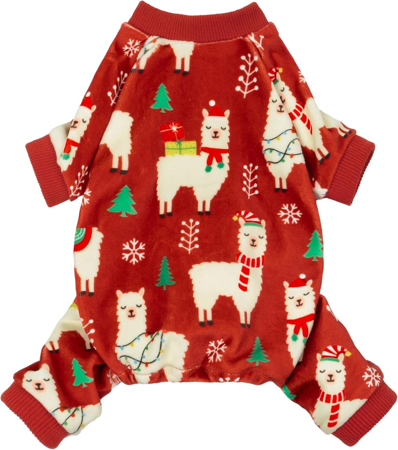Fitwarm Christmas Alpaca Dog Pajamas, Christmas Clothes for Small Dogs Boy Girl, Holiday Pet Outfit, Red, Green, White, Medium