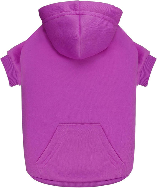Purple Dog Hoodie Sweatshirt with Pocket - Soft Brushed Fleece Dog Clothes for Small Dogs (XS)