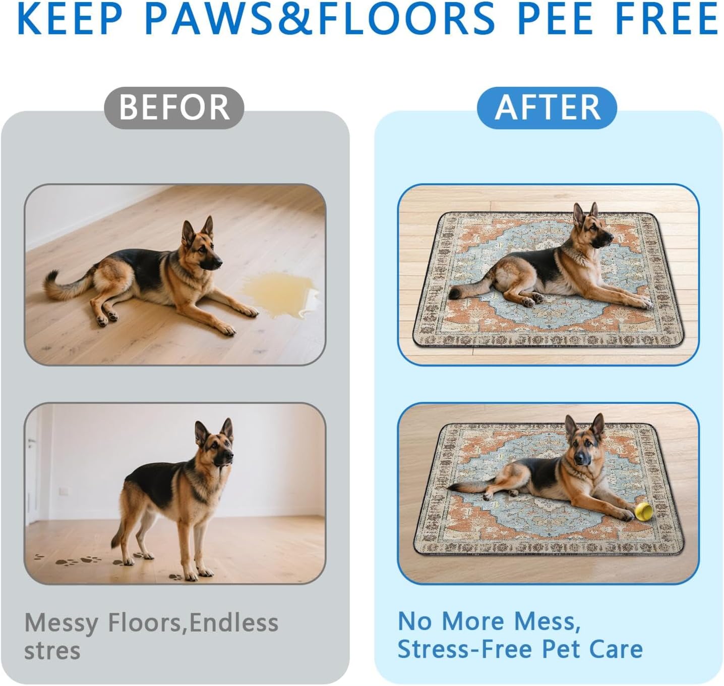 Washable Pee Pads for Dogs 2 Pack, Absorbent Reusable Puppy Pads Waterproof, Leakproof & Non-Slip Whelping Pad, Potty Training Pads for Dogs Playpen Mat 48x48