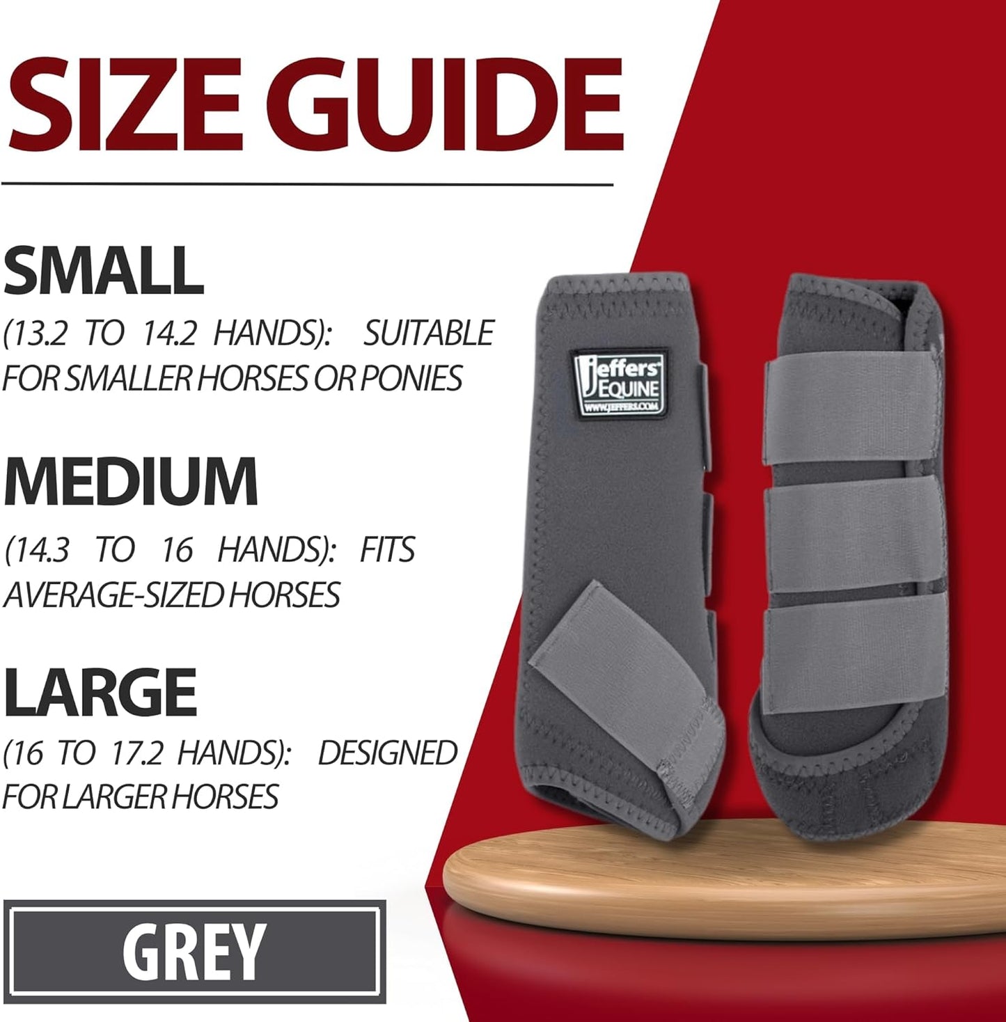 Jeffers Equine Protective Horse Boots 1 Pair Grey - Safe Neoprene Leg Guards & Comfortable Fit, Durable Strap Closures, Front & Hind Support, Equestrian Accessories for Travel & Riding - Medium