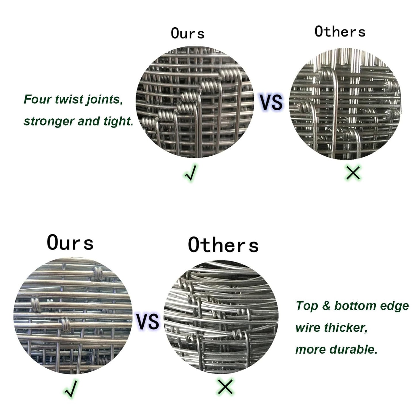 Farm Fence, 4ft x 164ft Galvanized Wire Fencing, Cattle Fence, Deer Fence, Heavy Zinc Coating Farm Fence Used to Hog Goat Fencing for Yard Garden and Field