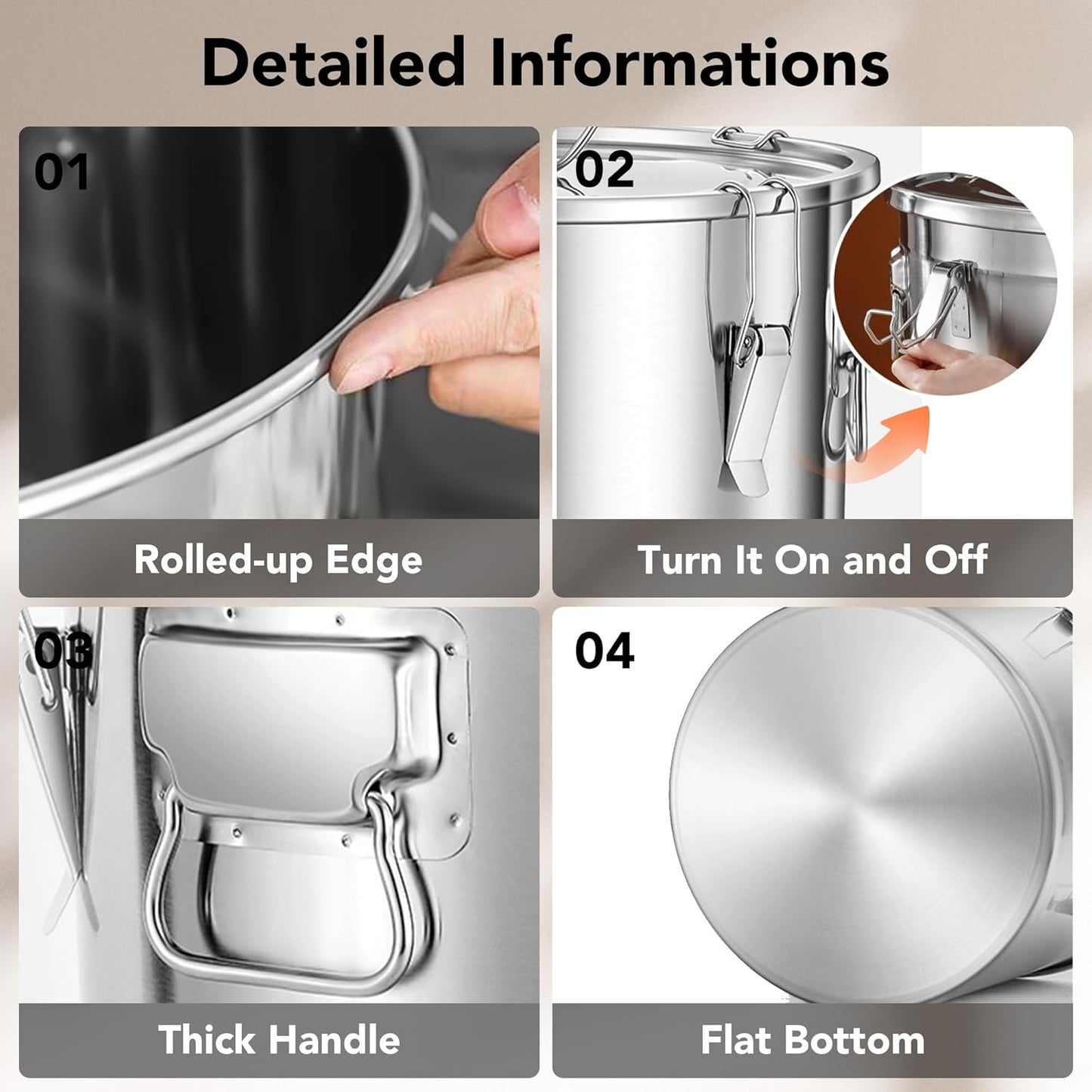 Dog Food Storage Containers, Large Stainless Steel Pet Food Storage Containers 20 lb / 9 kg to Keep Fresh, Metal Airtight Cat Food Containers With Scoop and 2 Small Containers