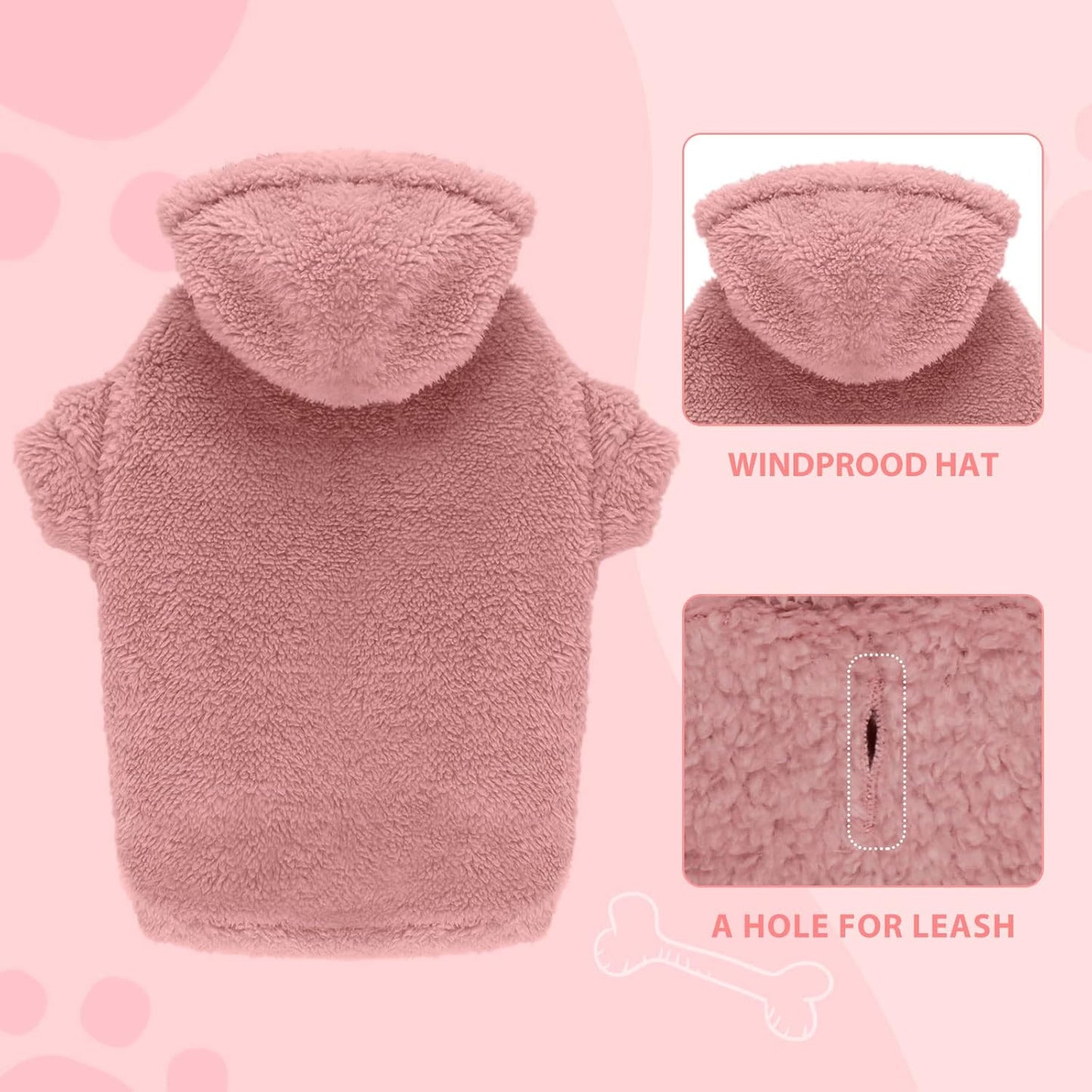 Fuzzy Dog Sweaters for Large Dogs Pet Hoodie Clothes Warm Soft Pet Coats Hooded Sweatshirt Dog Sweaters for Extra Large Dogs(Pink-XL)