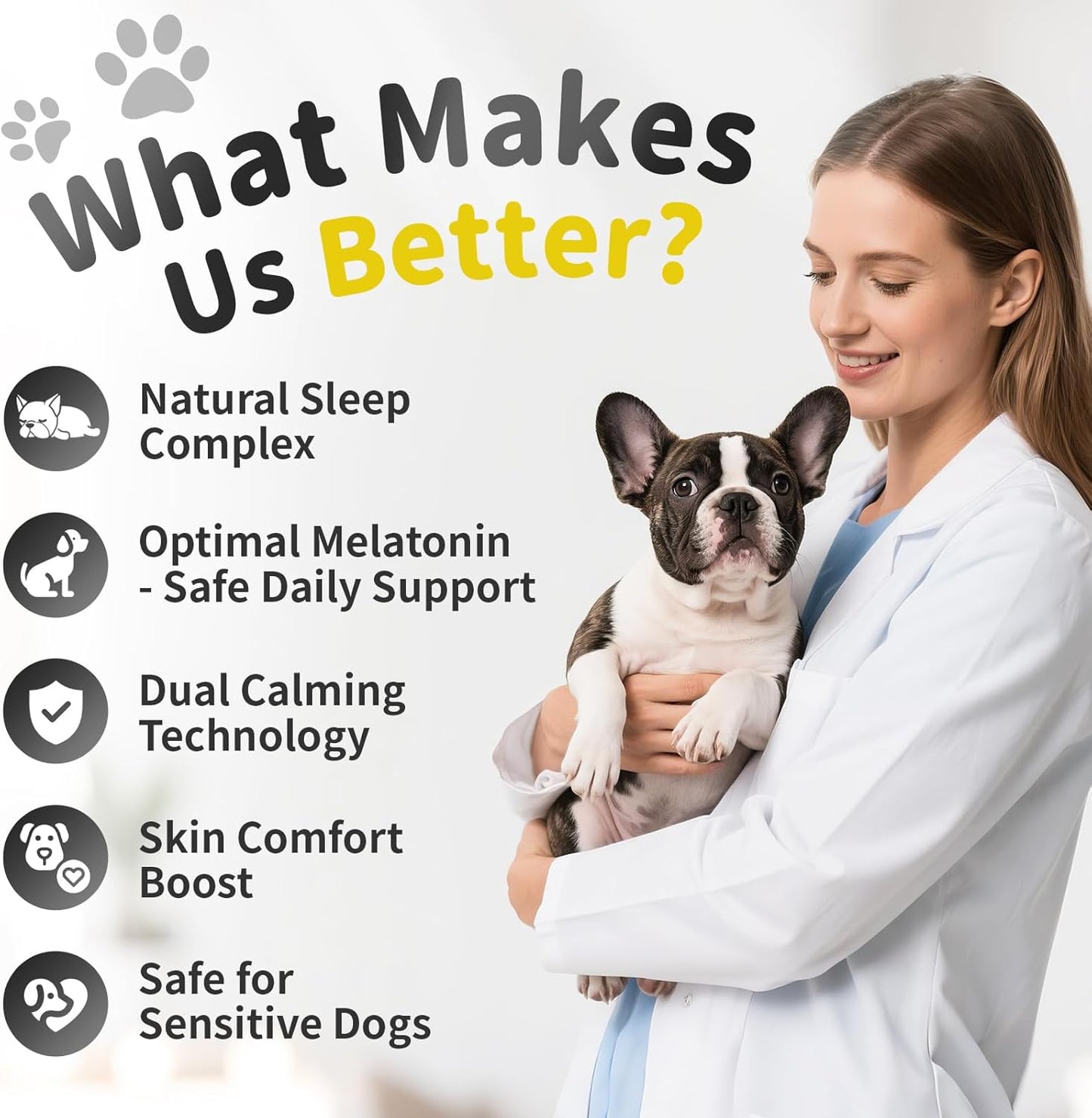Melatonin for Dogs, Calming Chews with Valerian Root & L-Theanine for Sleep Aid & Emotional Support, Calming Treats for Stress Anxiety Relief - Thunder, Fireworks, Barking, Bacon Flavor, 90Ct