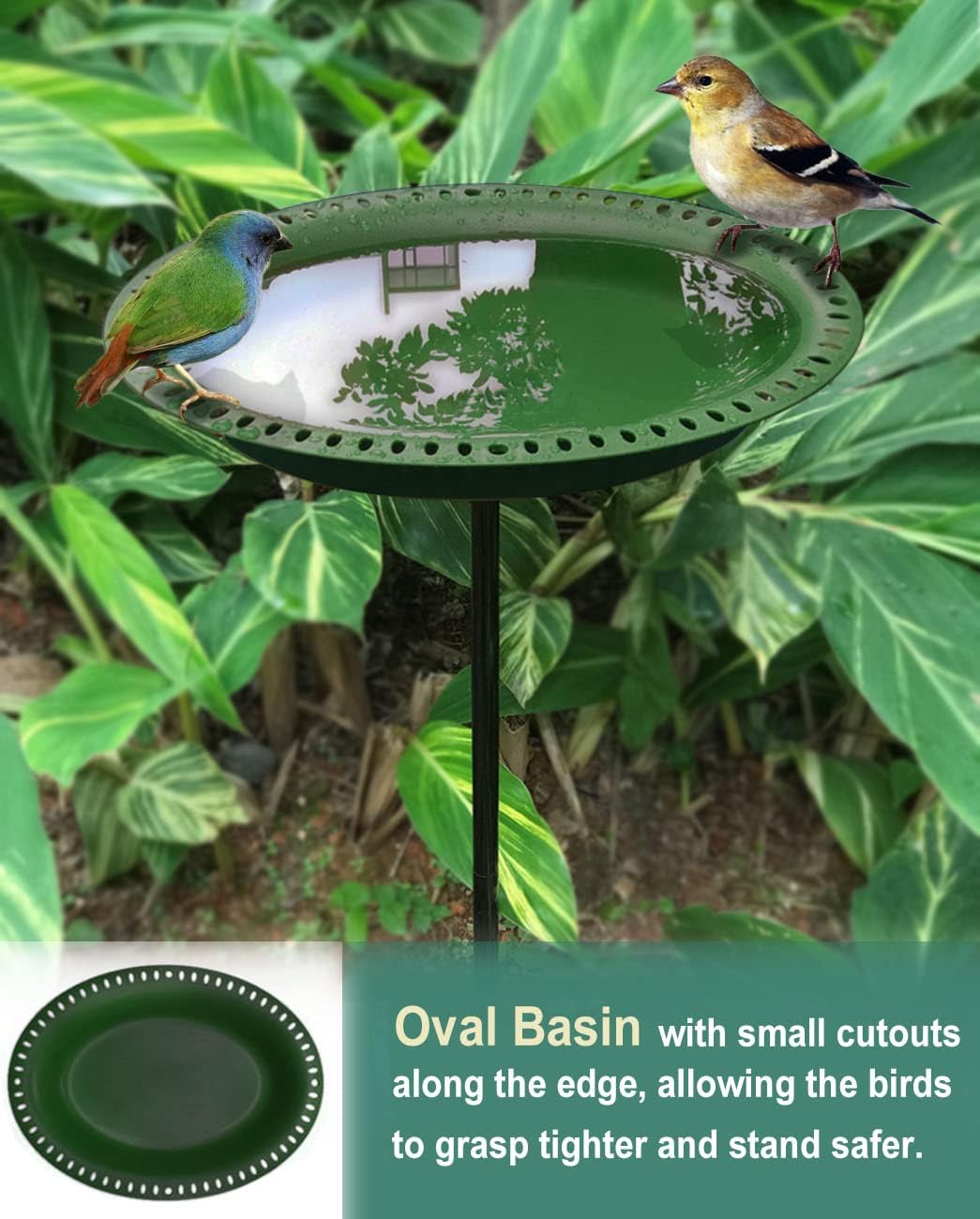 Garbuildman 28-inch Lightweight Birdbaths Antique Decoration Detachable Birdfeeder & Bird Bath for Outdoor Garden, Oblong Dark Green