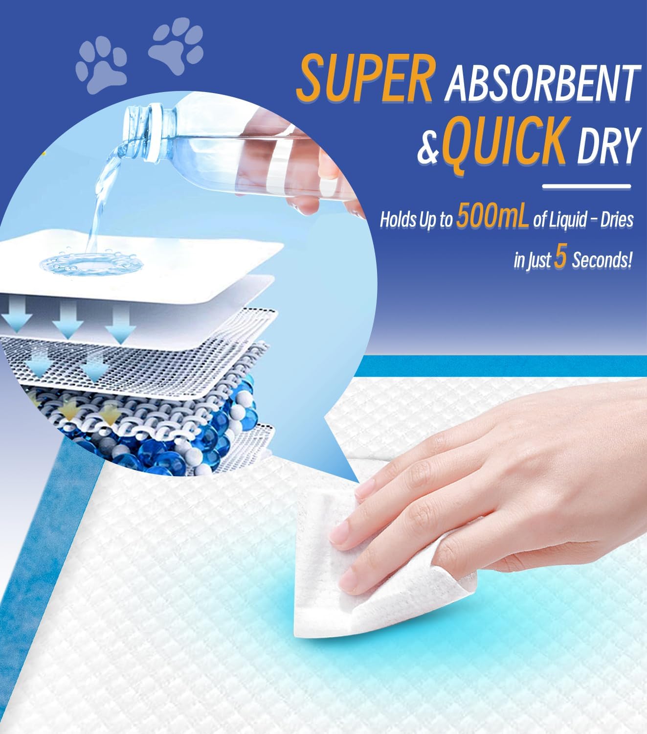 Large Puppy Pee Pads 22x36 Inch 100-Pack | Extra Absorbent Potty Training Pads for Dogs | Leakproof Quick-Dry & Odor Blocking Pet Housebreaking Supplies