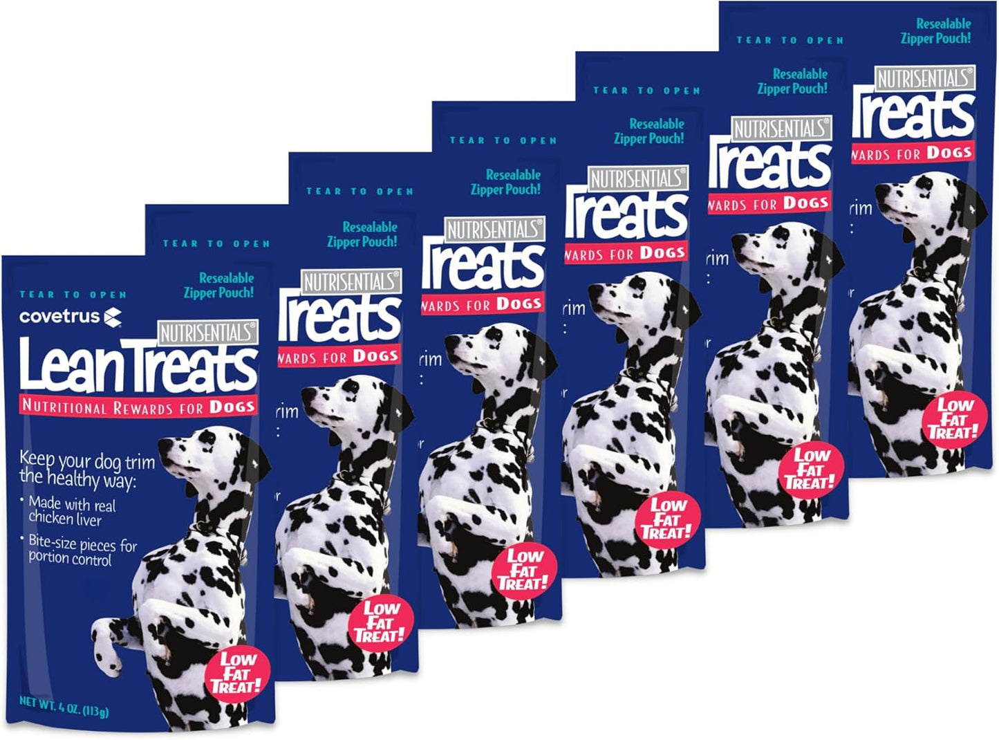 Covetrus Nutrisential Lean Treats for Dogs - Small, Medium & Large Dogs (K9) - Nutritional Low Fat, Bite-Size - Soft Chicken Flavor - 6 Pack - 4oz