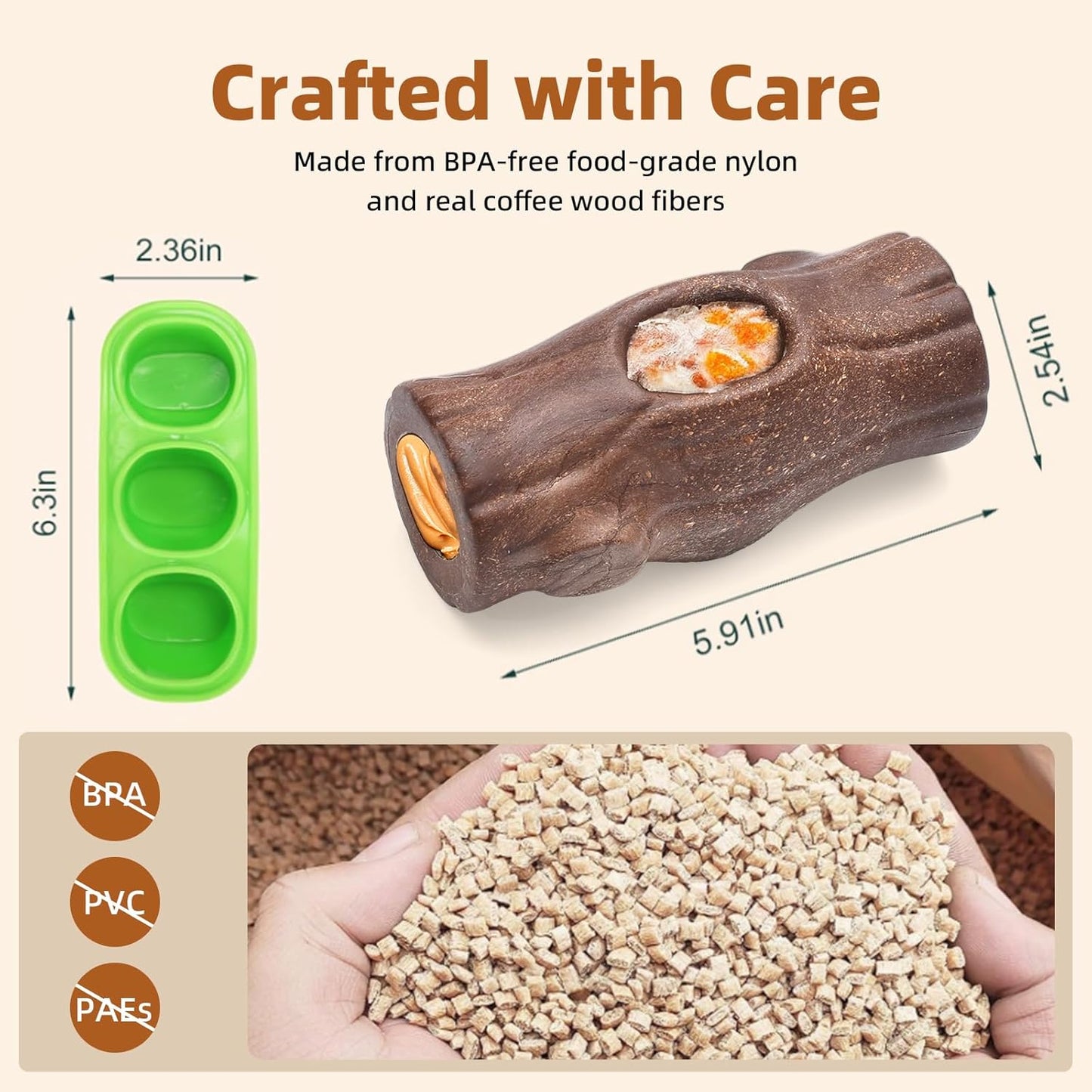 Corn Shape Dog Chew Toy for Small to Medium Dogs – Puppy Teething Toys with Squeaker; Tree Stump Chew Toy for Medium to Large Dogs – Design with Frozen Treat Molds & Peanut Butter Grooves