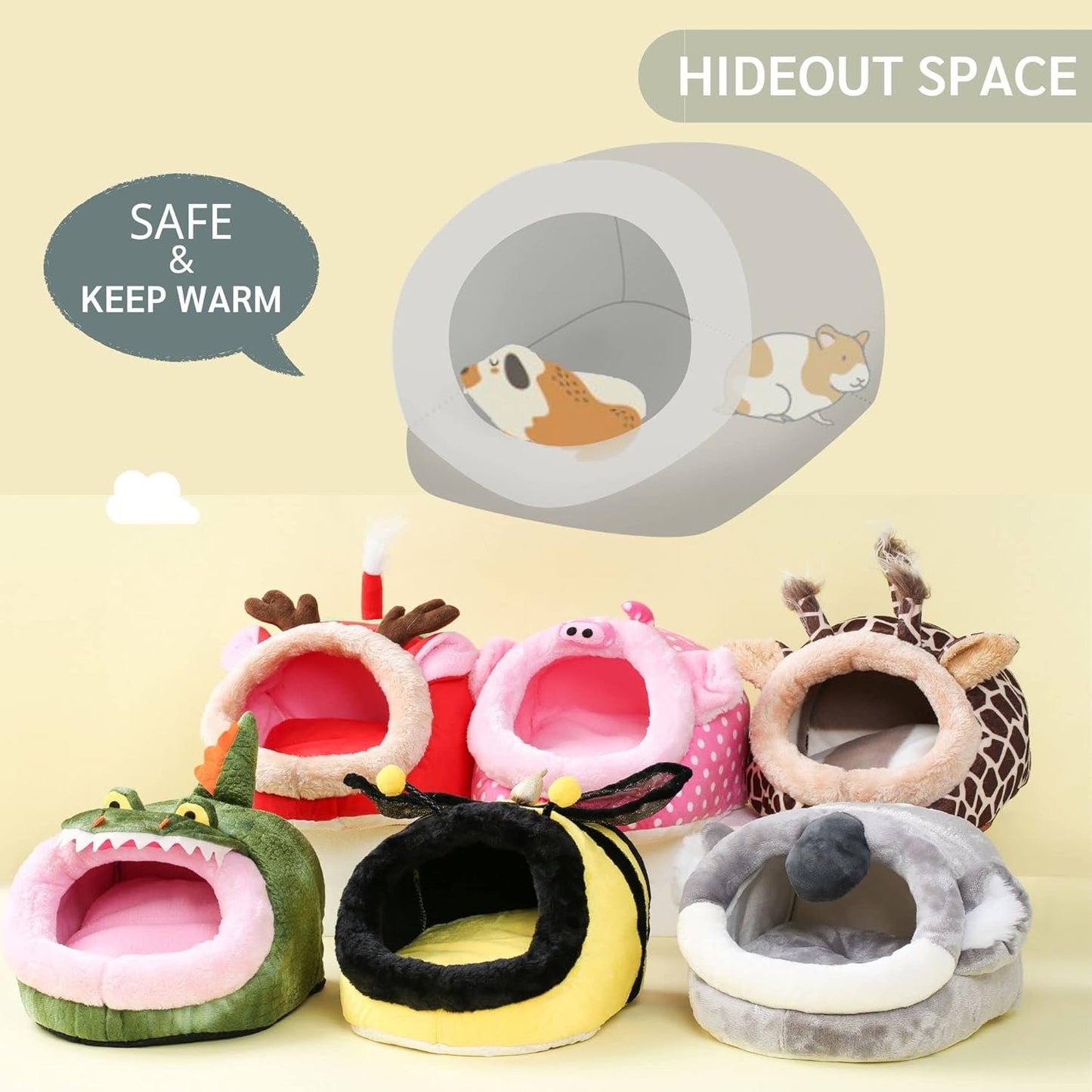 JanYoo Hedgehog Rat Bed Guinea Pig House Hamster Supplies Chinchilla Cage Ferret Rat Gerbil(S,Crocodile)