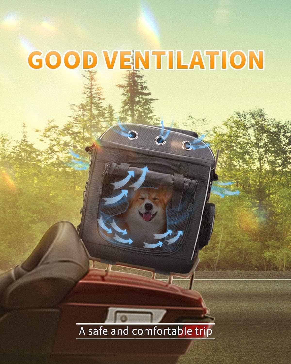 KEMIMOTO Motorcycle Dog/Cat Carrier Bags Pet Voyagers for Street Glide Road King with Passenger Seat Sissy Bar or Luggage Rack Touring Trike Models