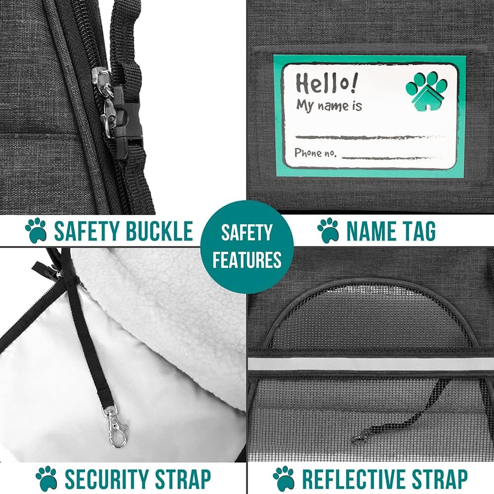 PetAmi Airline Approved Pet Carrier for Cat, Soft Sided Dog Carrier for Small Dog, Cat Travel Supplies Accessories Indoor Cats, Ventilated Pet Carrying Bag Medium Kitten Puppy, Large Heather Dark Gray