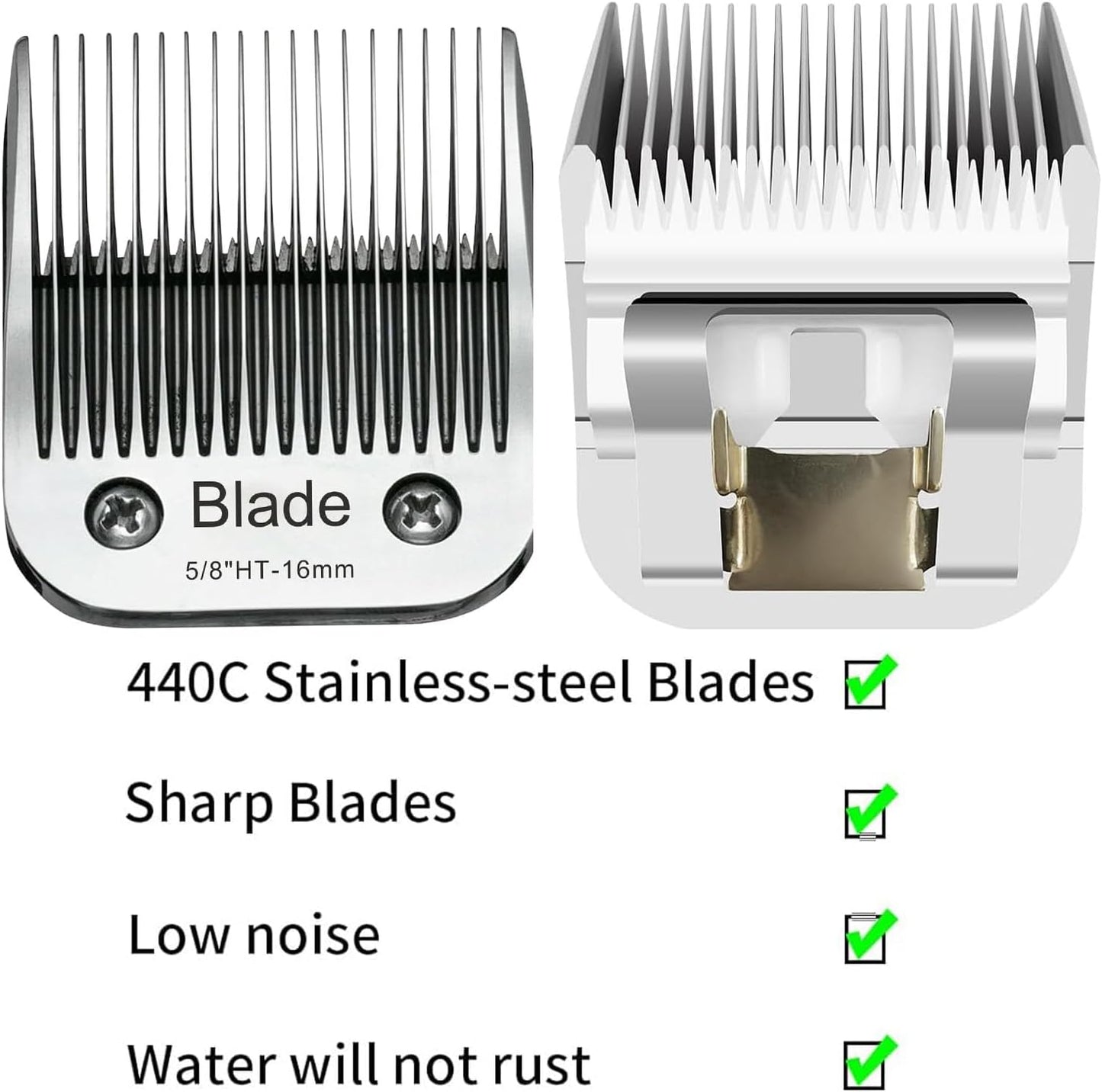 2PCS 5/8" HT Dog Grooming Replacement Blades Compatible with Andis Dog Clippers,Dog Clipper Blades Compatible with Wahl KM-10 Series Clippers, Oster A5,Size-5/8-Inch 16mm Cut Length